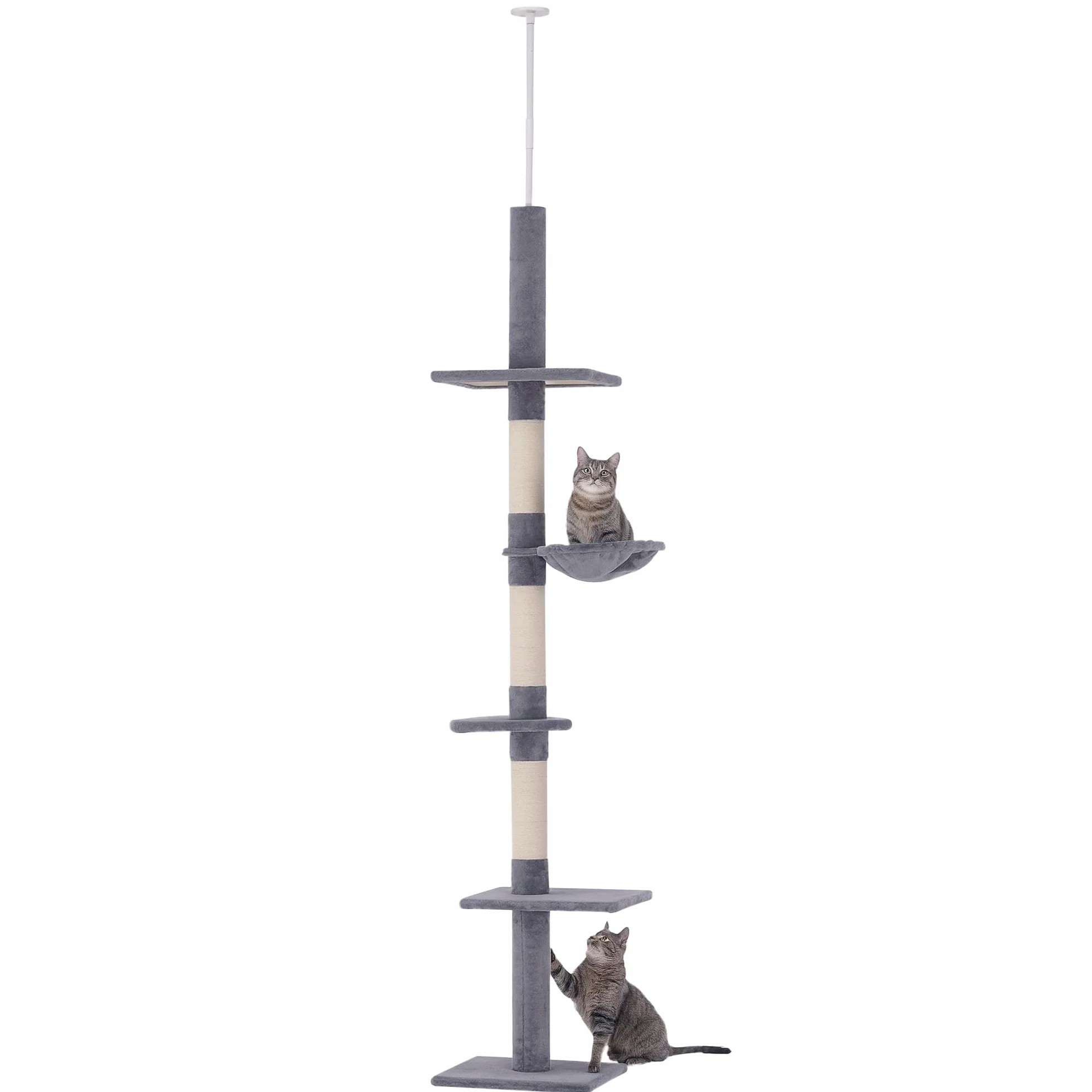 Pawhut Drapak Drapak dł.40 x szer. 34 x wys. 230-260 cm 5 poziomów aktywności Szary
