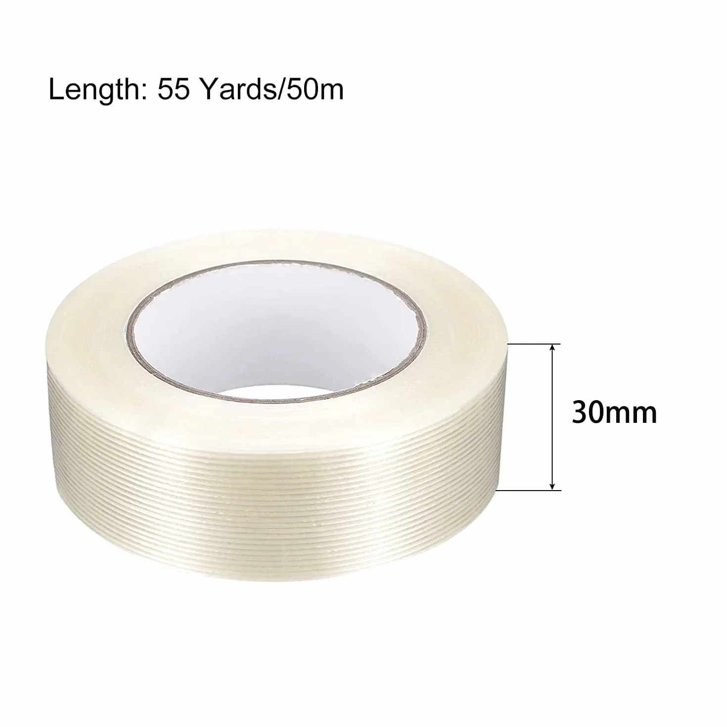 GTIWUNG Wzmocniony Filament, Taśma Wzmacniana Włóknem Szklanym 30 mm x 50 m, do Pakowania i Owijania