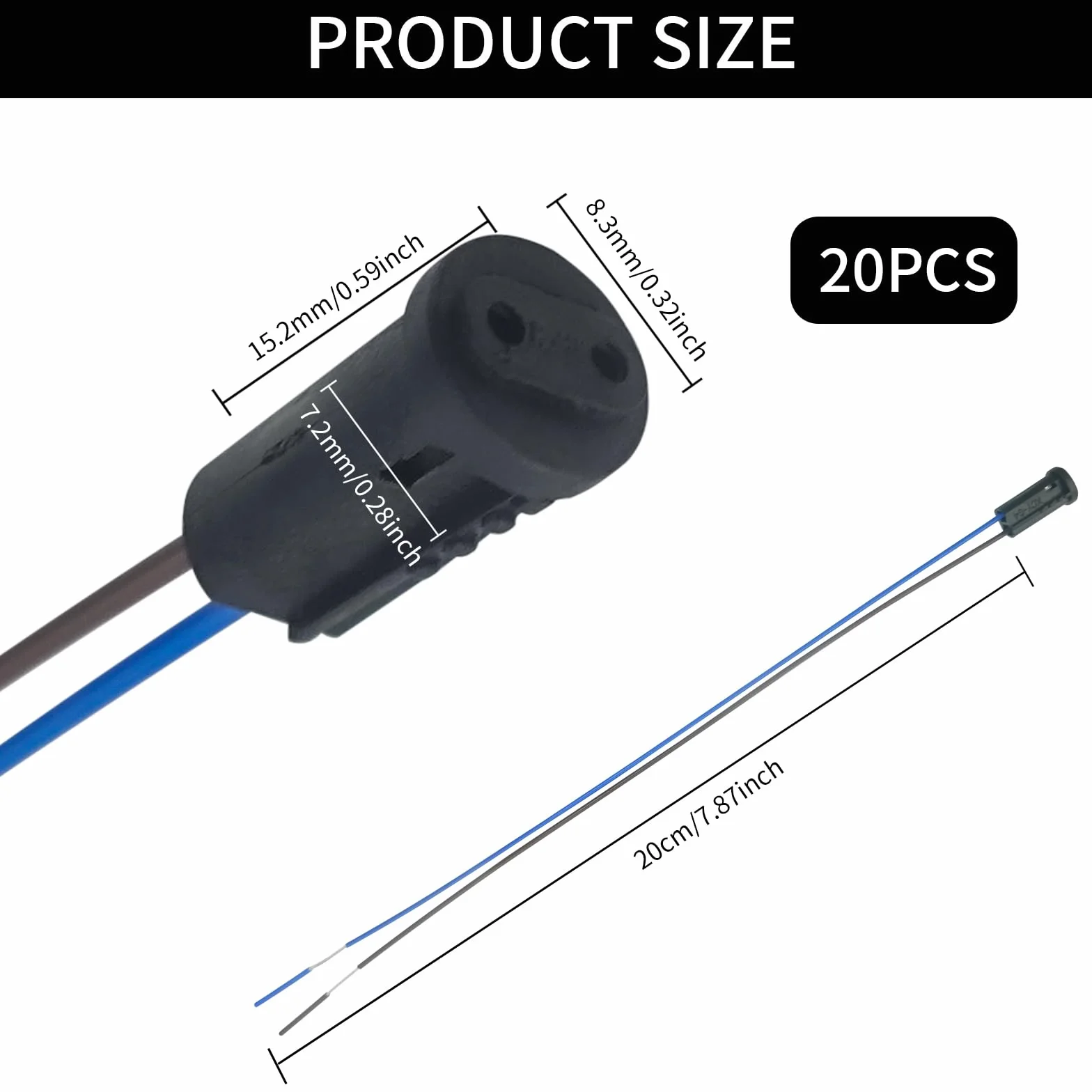 Ymwave 20 sztuk gniazda złącza przewodu G4, uchwyt lampy G4, 20 cm, gniazda lampy do halogenowego żarowego LED