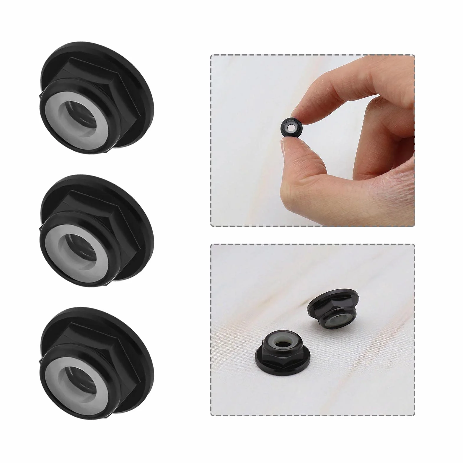 10 szt. nakrętki kołnierzowe M4 stop aluminium nylonowa wkładka samoblokujące nakrętki sześciokątne do skali 1/10 RC samochód ciężarówka buggy koła gąsienicowe części zamienne czarne