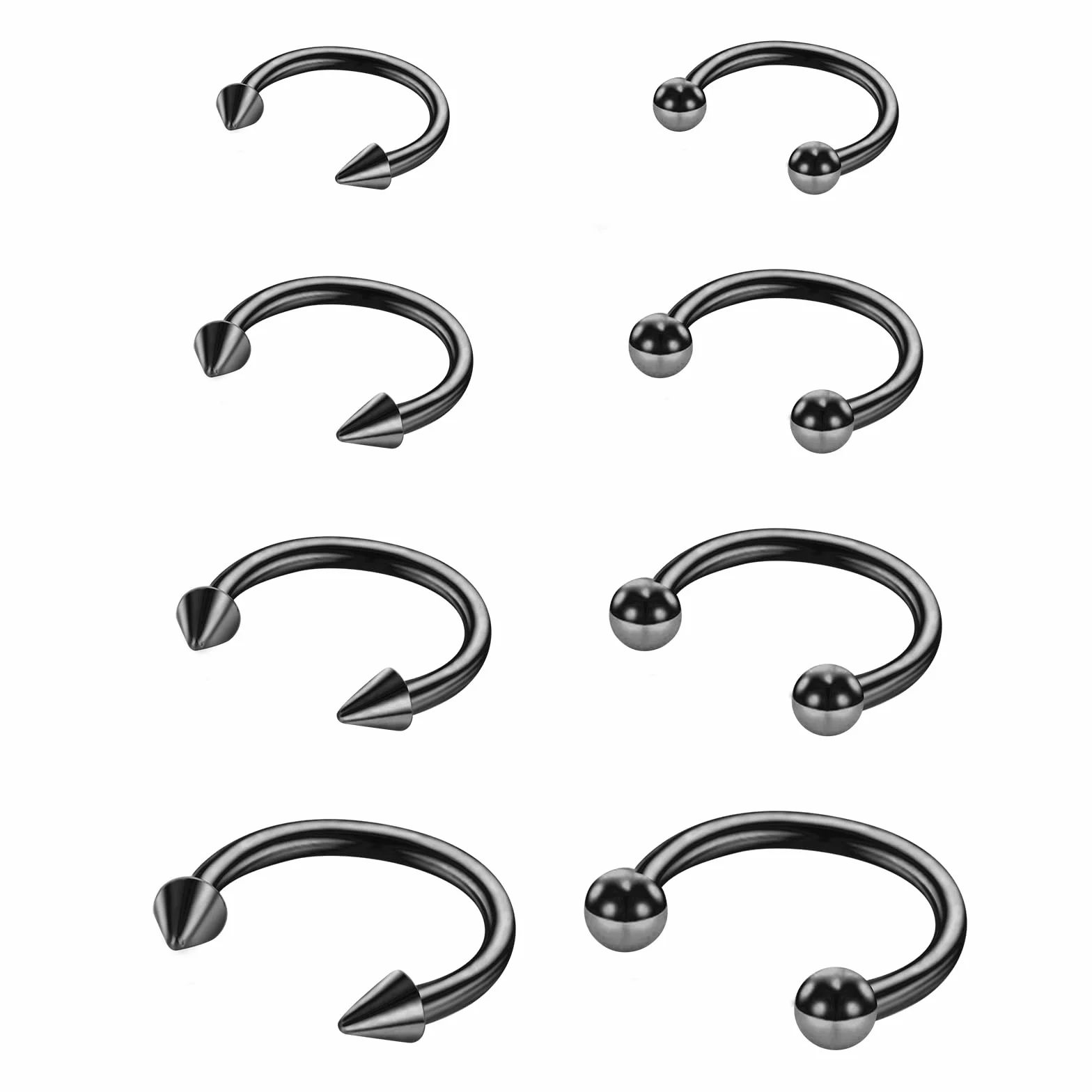 8 szt. 16 g pierścienie do nosa ze stali nierdzewnej na zawiasach bezszwowy kolczyk do nosa podkowy piercing biżuteria, muszla helix wieża warga chrząstka kolczyk dla kobiet mężczyzn