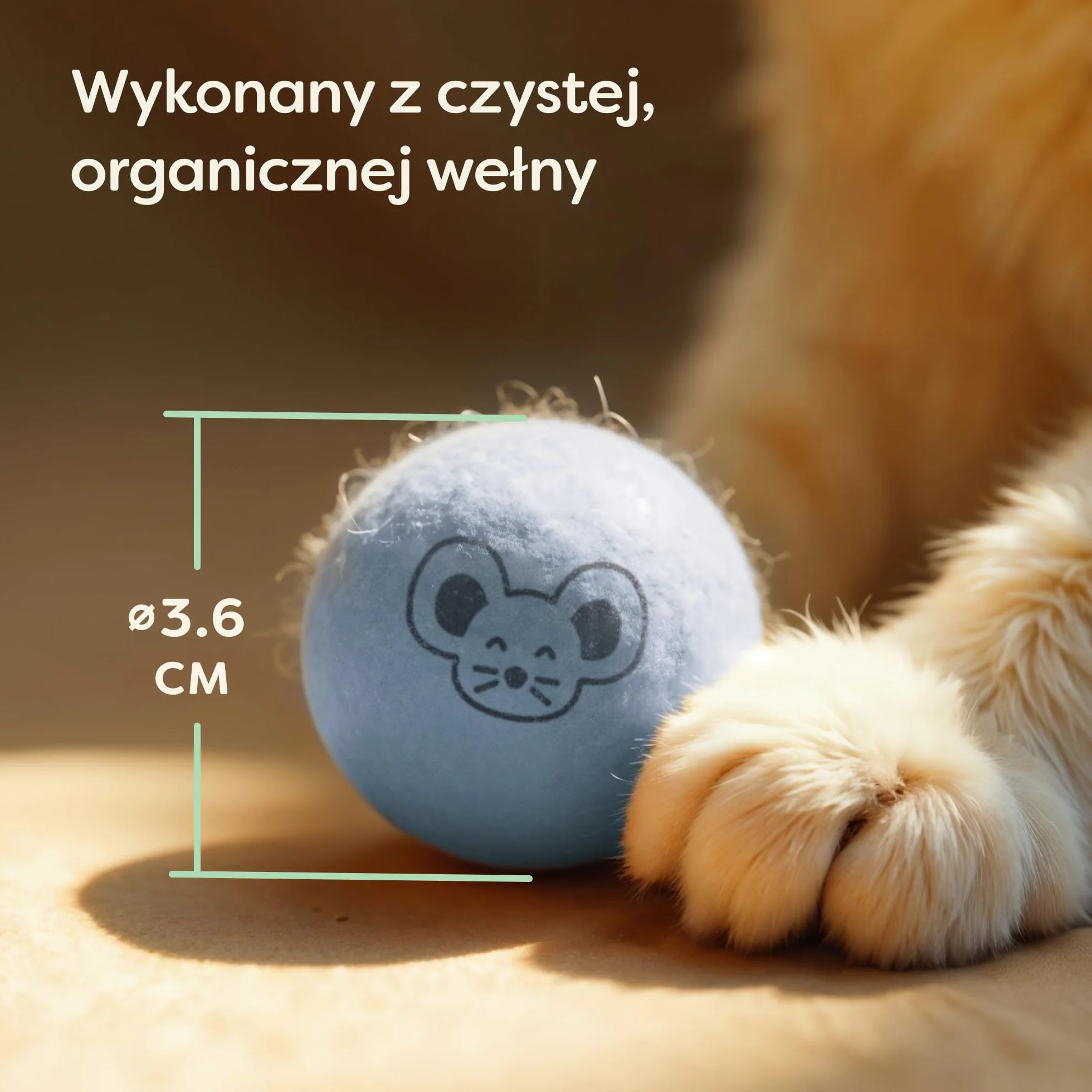 Knupis filcowe kulki dla kota 6 kulek z wełny ekologiczna zabawka w jasnych kolorach torba do przechowywania