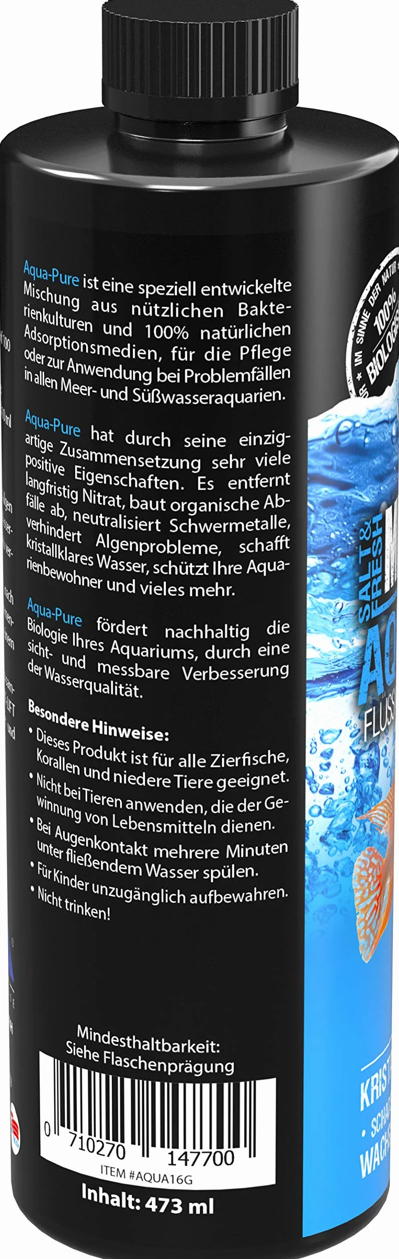Microbe-Lift® - Aqua Pure | Płynny środek zapobiegający zakłóceniom dla krystalicznie czystej wody | 100% naturalny z bakteriami | Do wszystkich akwariów | Zawartość: 473ml
