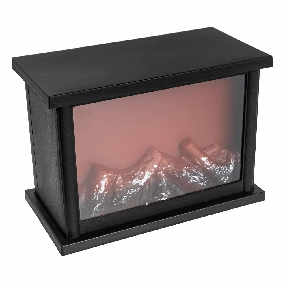 Ideen mit Herz Kominek LED, dekoracyjny, elektryczny, na baterie, bez ogrzewania, realistyczny efekt ognia / płomienia, 25,5 x 13,5 x 18 cm, z funkcją timera (18 godzin włączony / 6 godzin wyłączony)