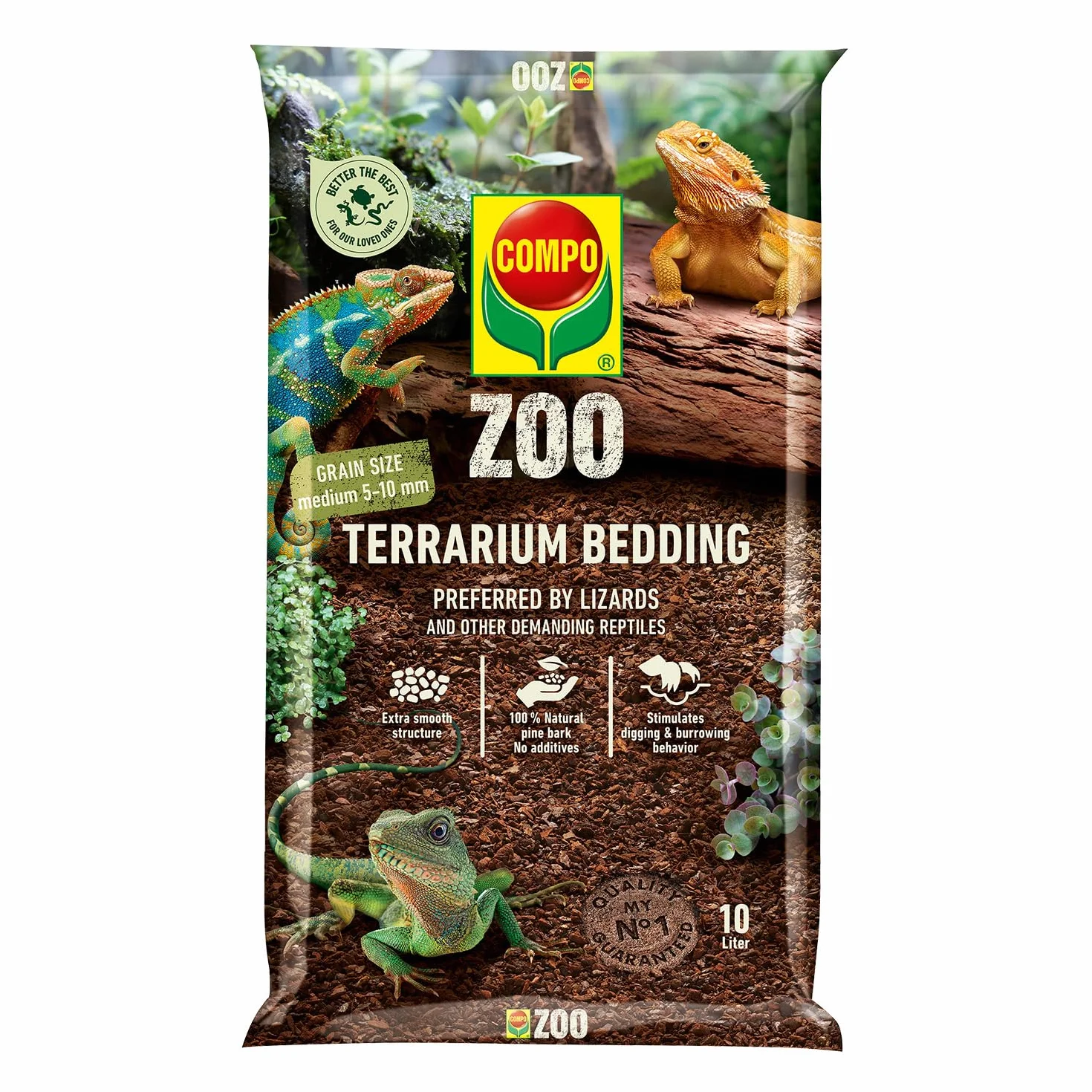 COMPO Zoo podłoże do terrariów dla jaszczurek i innych wymagających gadów, średnia ziarnistość 5-10 mm