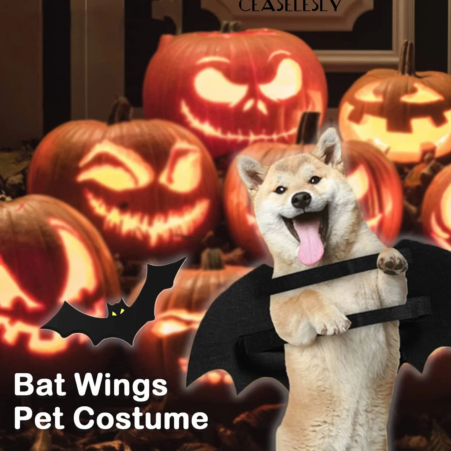 skrzydła psa, kostium nietoperza na Halloween, kostium dla zwierząt domowych, czarne skrzydła nietoperzy, kostium na Halloween, akcesoria dla psów, przebranie na imprezę śmieszne, fajna