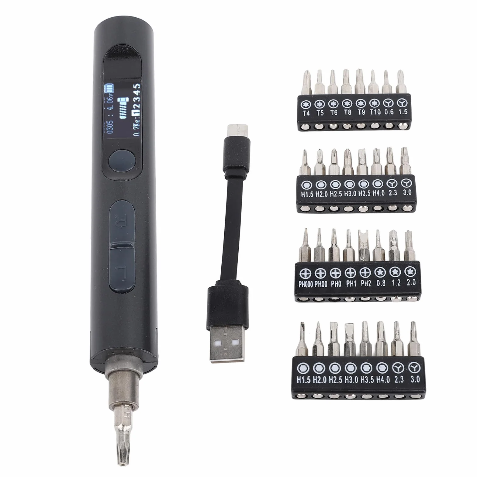 Elektryczny Mini śrubokręt, światło 3 Tryby Działania śrubokręta Elektrycznego 32 w 1 -bitowym Metalowym Metalowym do Naprawy Telefonu (Genericqkxtei6f4o-11)