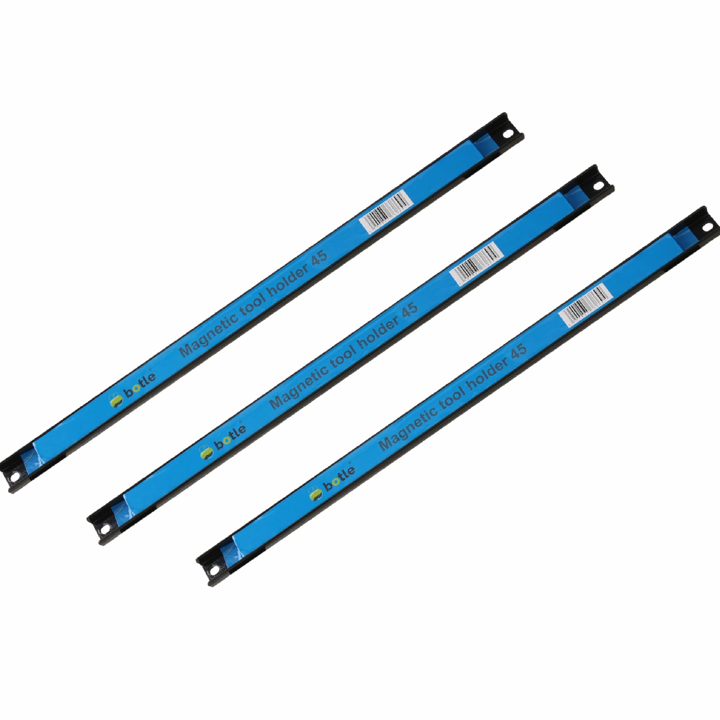 3 x Magnetyczny uchwyt narzędziowy z metalowymi paskami o długości 45 cm, kolor czarny, mocny magnes, z otworami montażowymi, wkrętami i kołkami w zestawie, do śrubokrętów, szczypiec, wierteł i innych