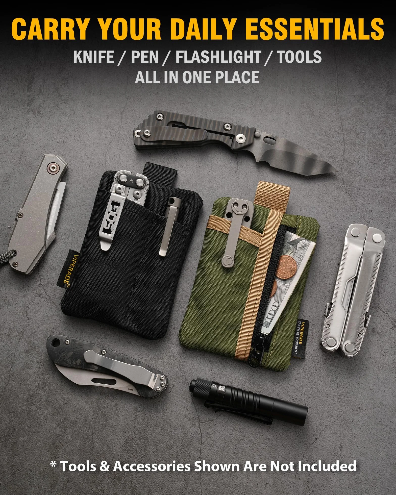VIPERADE VE28 woreczek EDC 6 w 1, kompaktowy organizer kieszonkowy EDC 500D, torba do przechowywania narzędzi Molle, mała portmonetka / uchwyt na karty / kieszeń na szwajcarski nóż wojskowy
