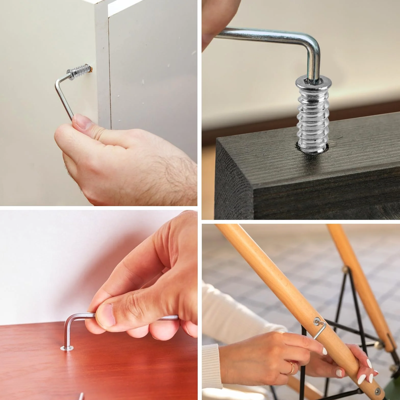 100 sztuk nakrętek wkręcanych M6 x 20 mm, wkładka gwintowana do drewna, mufy wkręcane, wkładki gwintowane ze stali ocynkowanej, tuleje wkręcane, tuleje gwintowane do mebli drewnianych