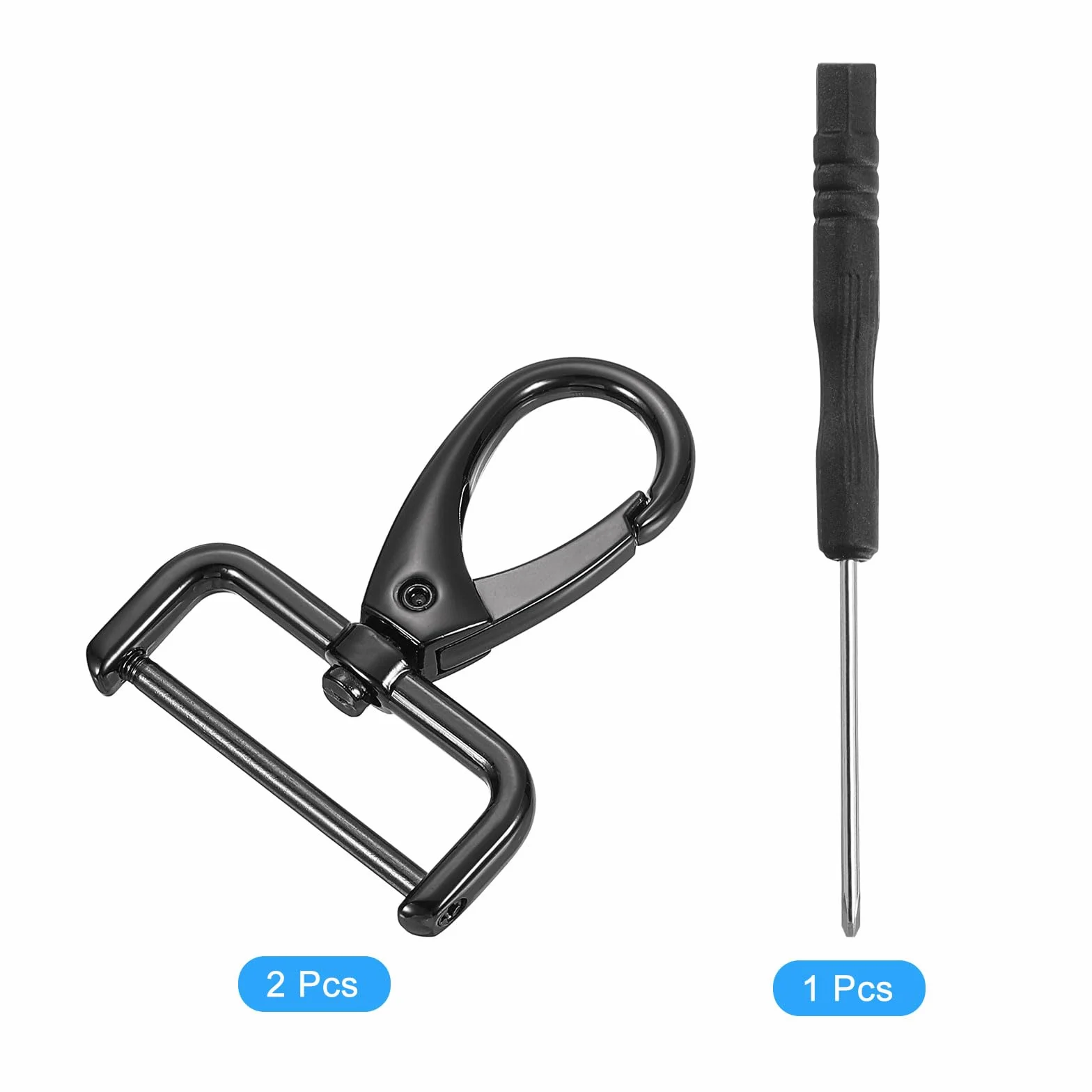 QUARKZMAN 2 szt. Obrotowe zapięcia na haczyk 32 mm (1-1/4") D pierścień odpinany metalowy haczyk zatrzaskowy hak pazur hak ze śrubokrętem do torby na klucze DIY czarny