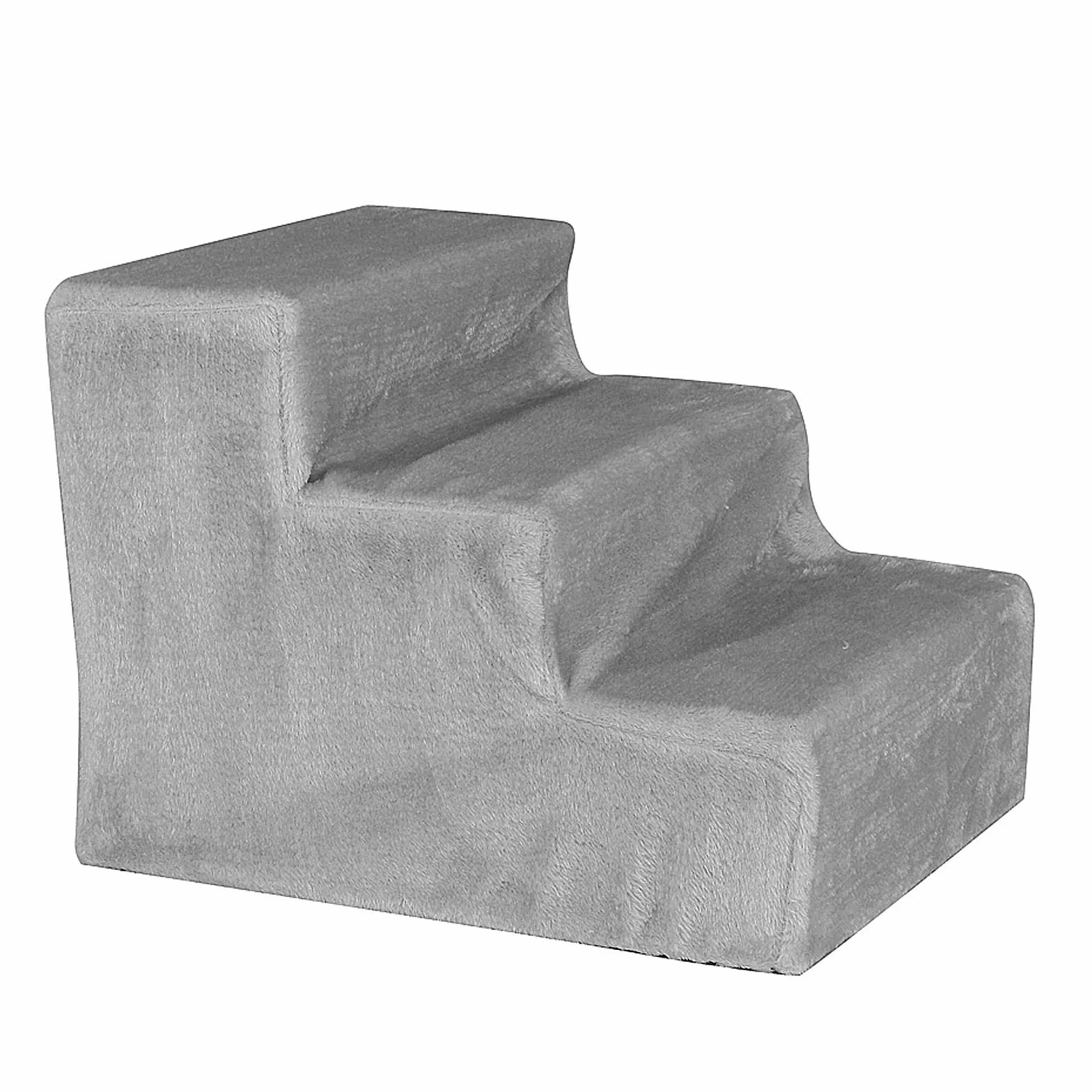 lionto Schodki dla zwierząt z pluszowym pokryciem, 46x36x34 cm, stabilne schodki dla psa o wysokości stopnia 10 cm, zdejmowany pokrowiec, do 50 kg, jasnoszare