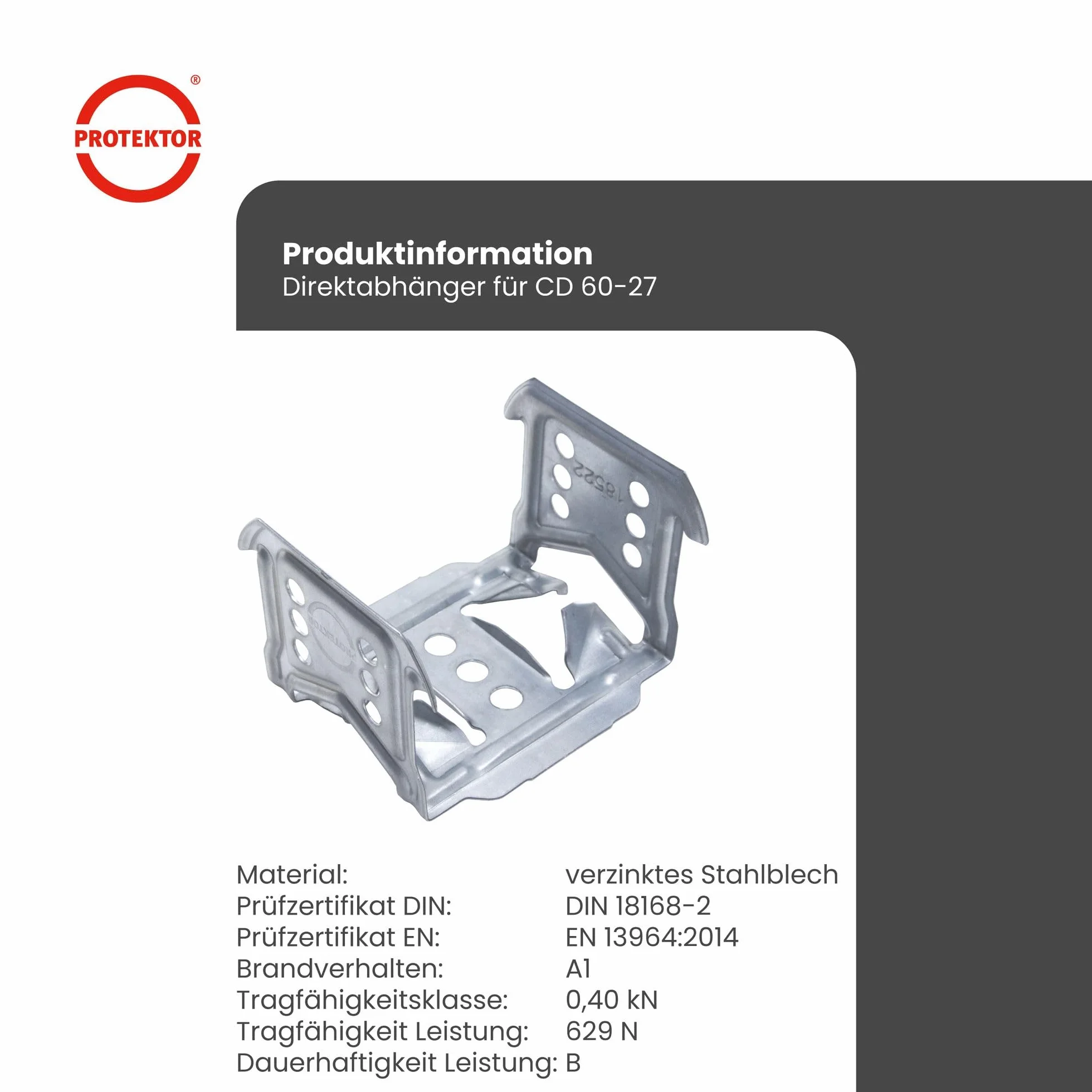 Łącznik krzyżowy, łącznik do profili sufitowych PROTEKTOR srebrny, 100 sztuk, do profili CD 60/27, akcesoria profile sufitowe do suchej zabudowy, Made in Germany