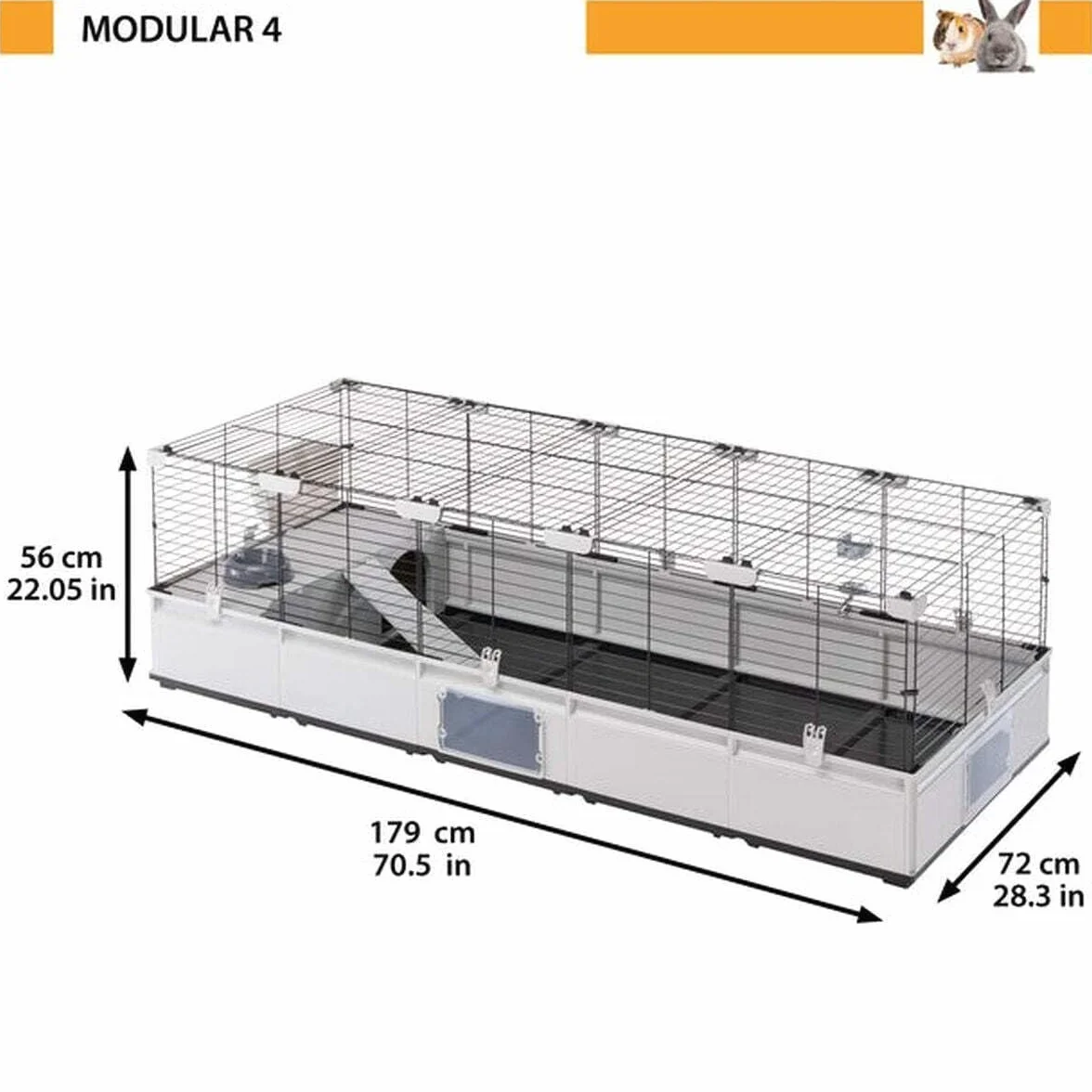 Ferplast Klatka dla królika MODULAR 4 wysuwana 179 x 72 x 56 cm