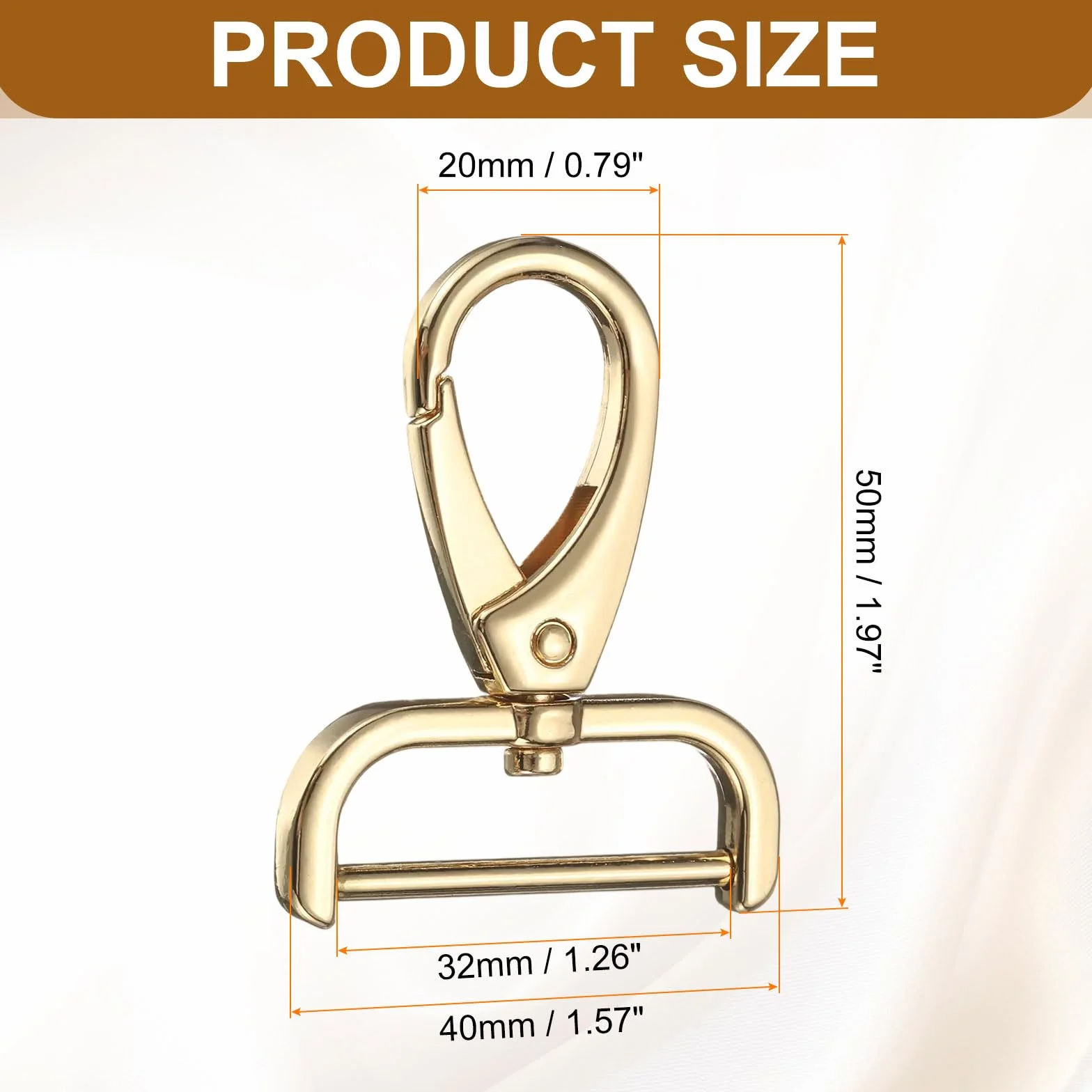 QUARKZMAN 2 sztuki 32 mm D-ring zdejmowany karabińczyk obrotowy z klamrą przesuwną zamknięciem homara do paska torby, breloczka do kluczy, torby, rękodzieła DIY (jasne złoto)