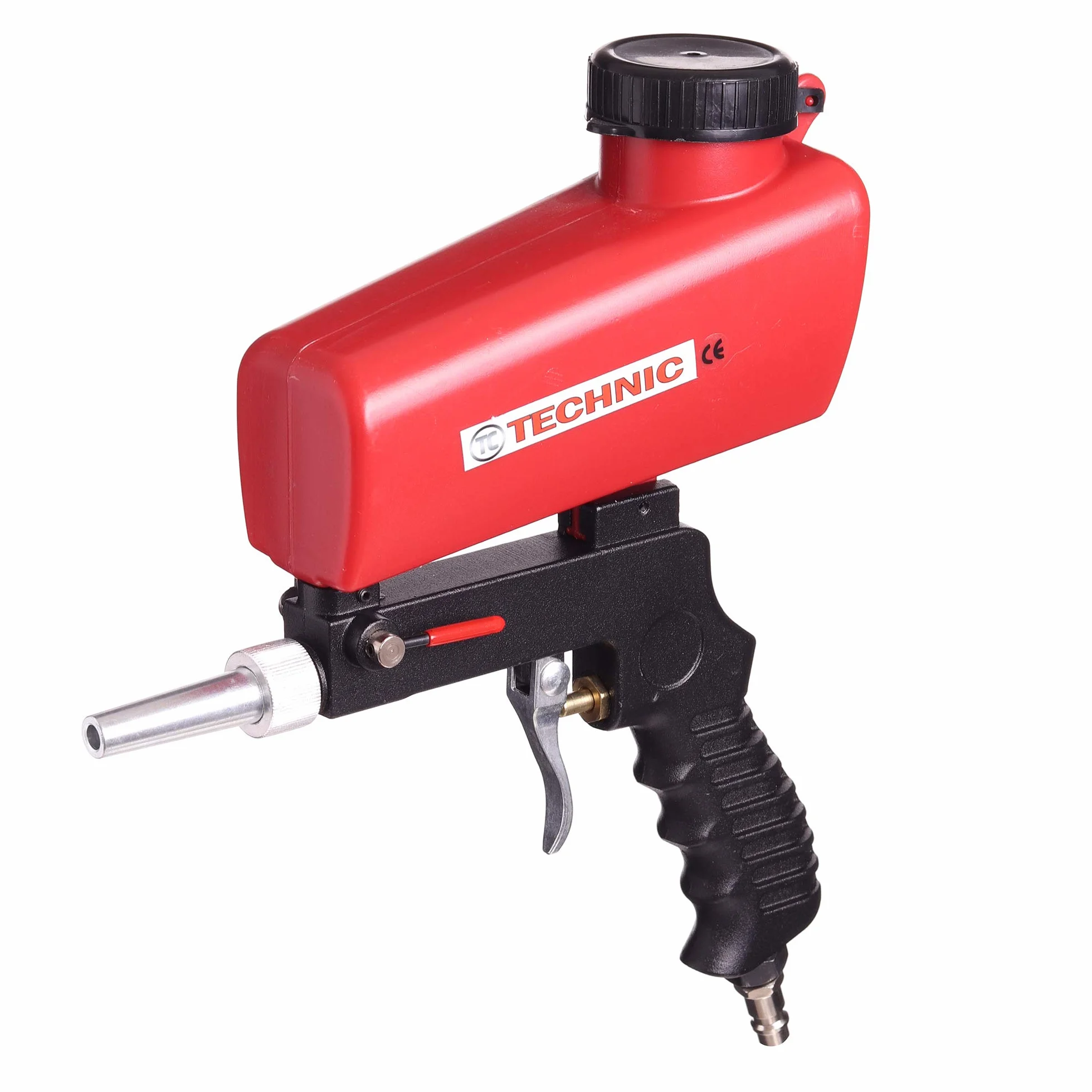 TC TECHNIC Technic ręczny pistolet do piaskowania, sprężone powietrze, lejek, zawór odcinający, poręczny, do surowych krawędzi, narożników, zardzewiałych miejsc