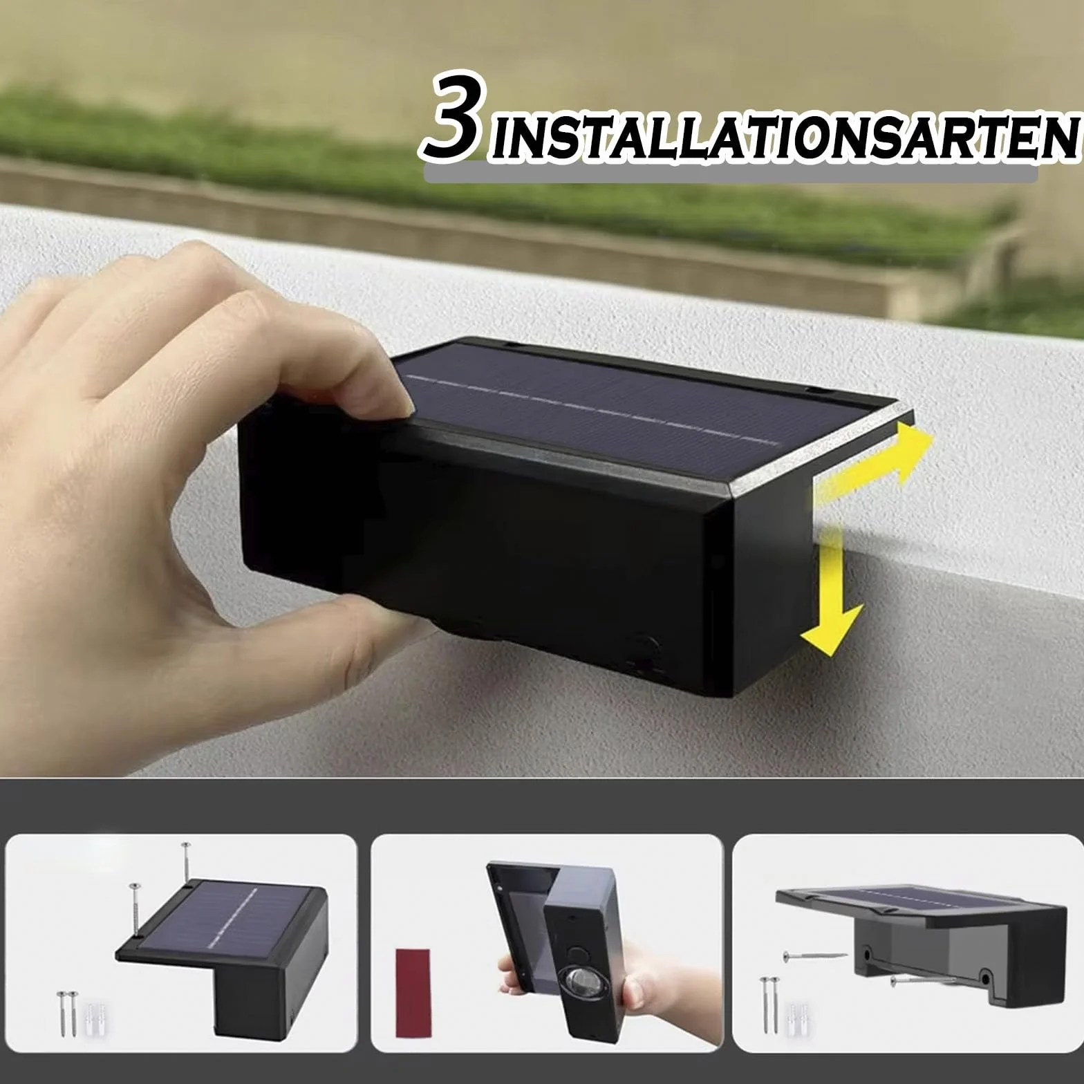 Lampy solarne LED do użytku na zewnątrz, 2 sztuki, IP65, do ogrodu, na schody, wodoodporne, na balkon, płot sztachetowy, do domu, na pokład i ogrodzenie, ciepła biel