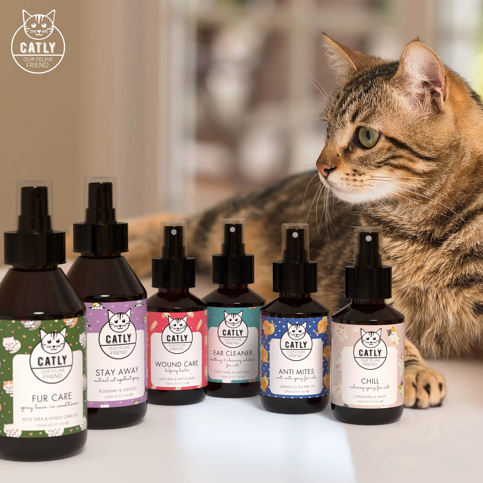 Catly Spray uspokajający dla kotów, 100ml - kocimiętka w sprayu, działanie antystresowe - spray relaksujący dla kotów, idealny w podróży