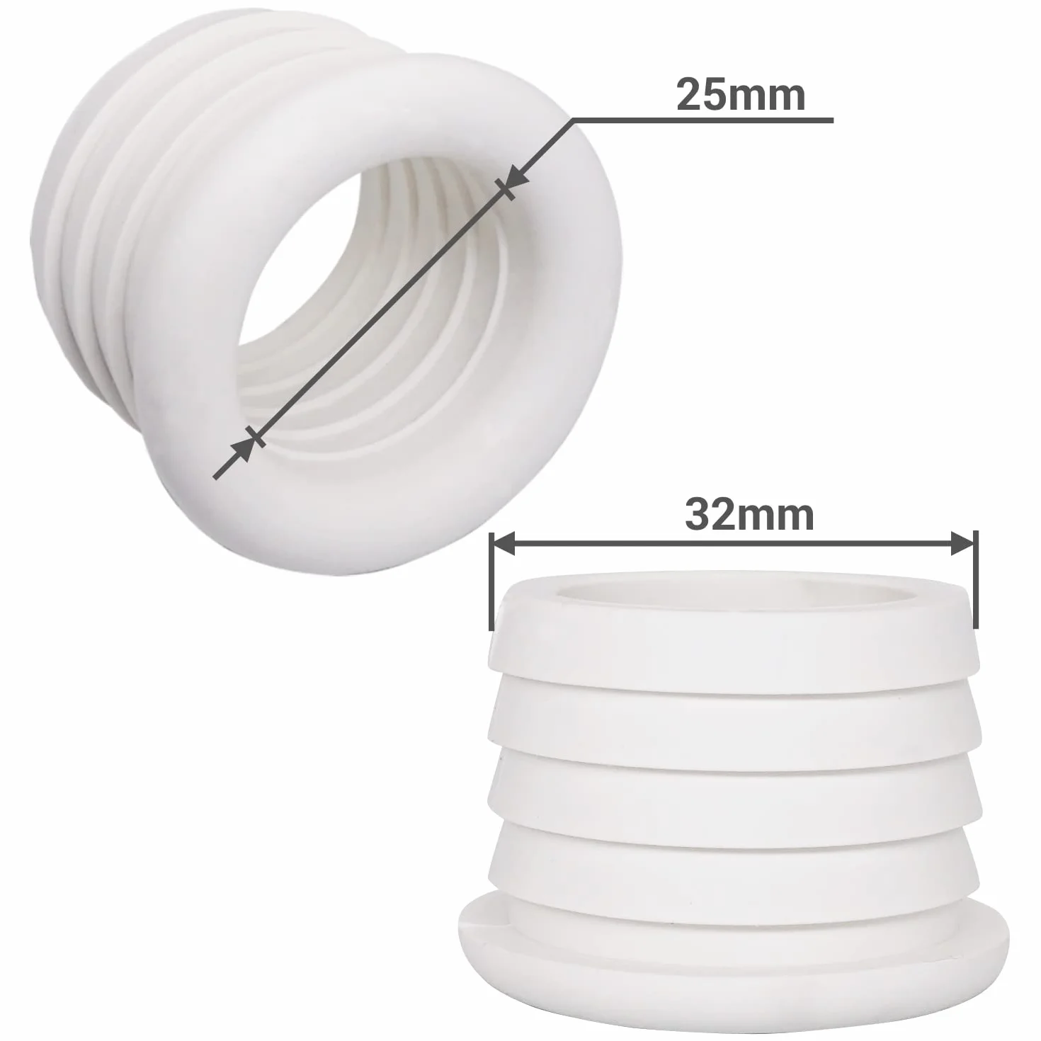 SKIR'CO Łącznik rury spustowej reduktor 32 x 25 mm biała guma