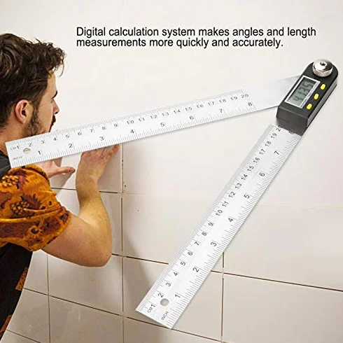 Kątomierz cyfrowy, 0-390 mm kątomierz cyfrowy 360° z wyświetlaczem LCD