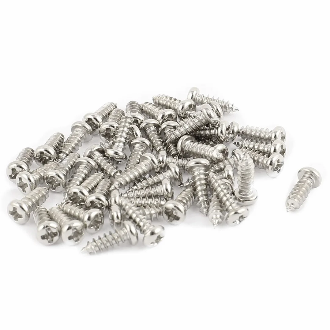 sourcing map śruby samowiercące z łbem 50 sztuk M2.5 x 8mm stal nierdzewna STL Phillips Pan okrągły