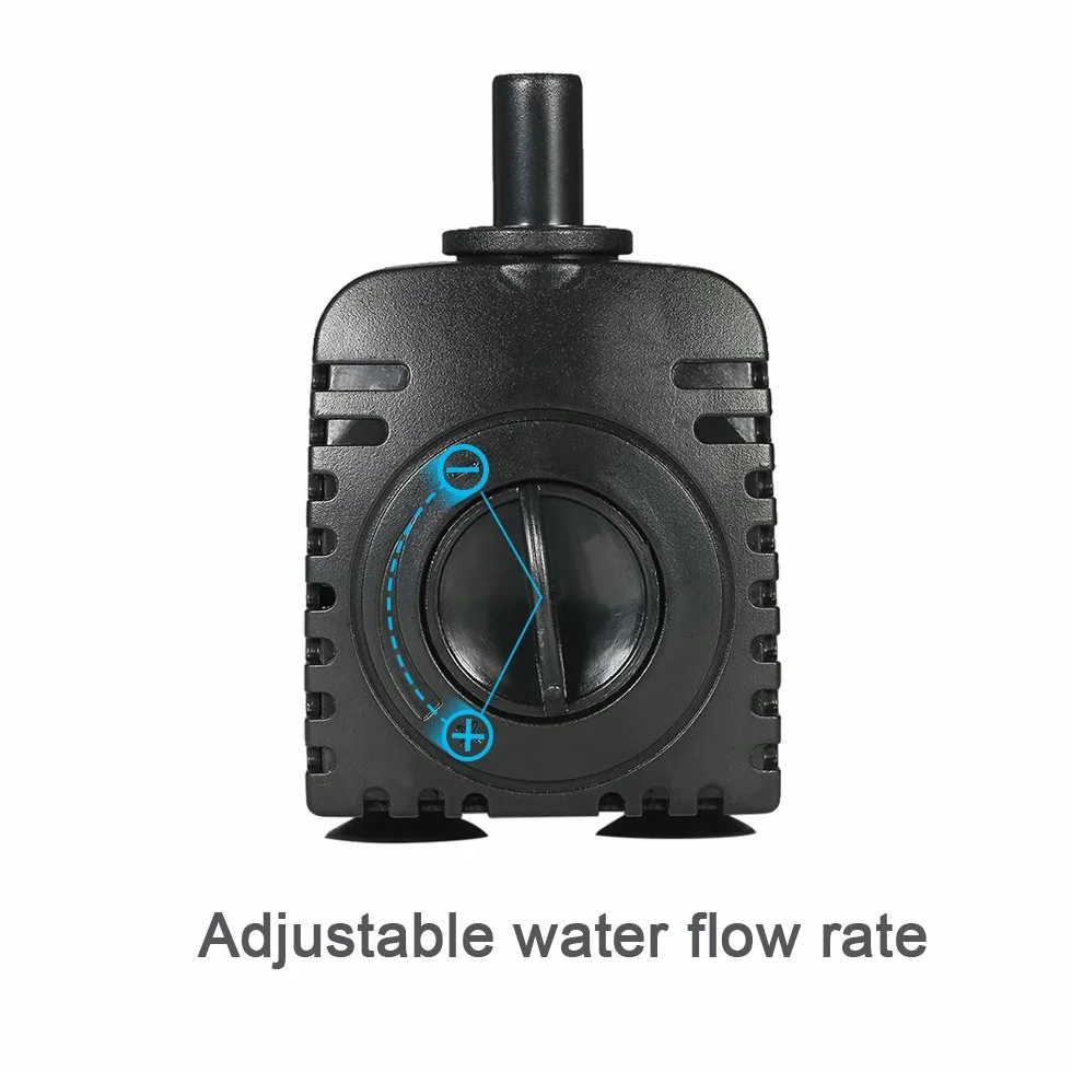 Decdeal Zatapialna pompa wodna 600L/H 8 W do akwarium fontann stołowych, stawów, ogrodów wodnych i systemów hydroponicznych z 2 dyszami AC220-240V