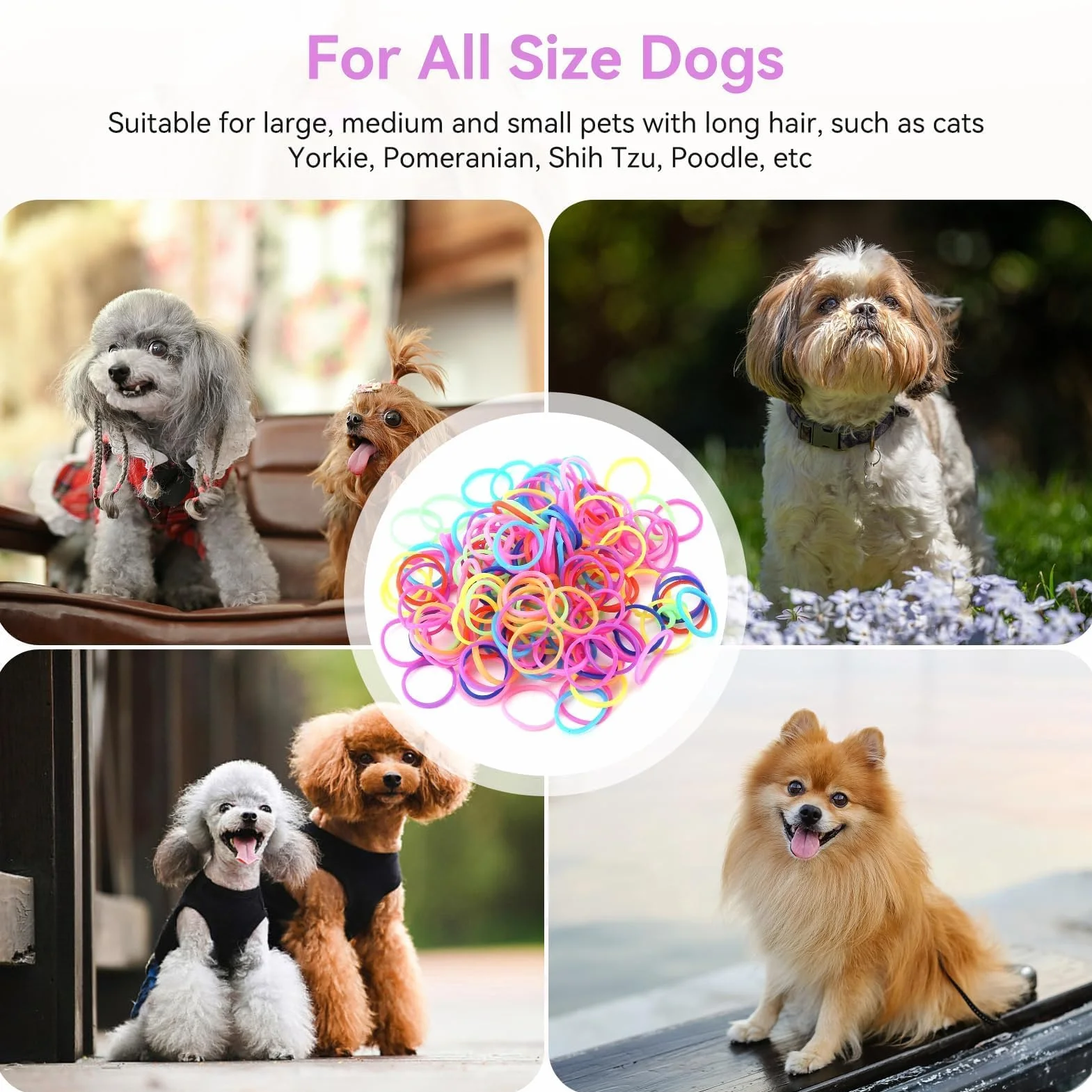 10 paczek gumki dla psów, bardzo elastyczne Coloful mini gumki opaski do włosów dla psów DIY pielęgnacja psów akcesoria do włosów dla małych psów Yorkie Pudel Dog