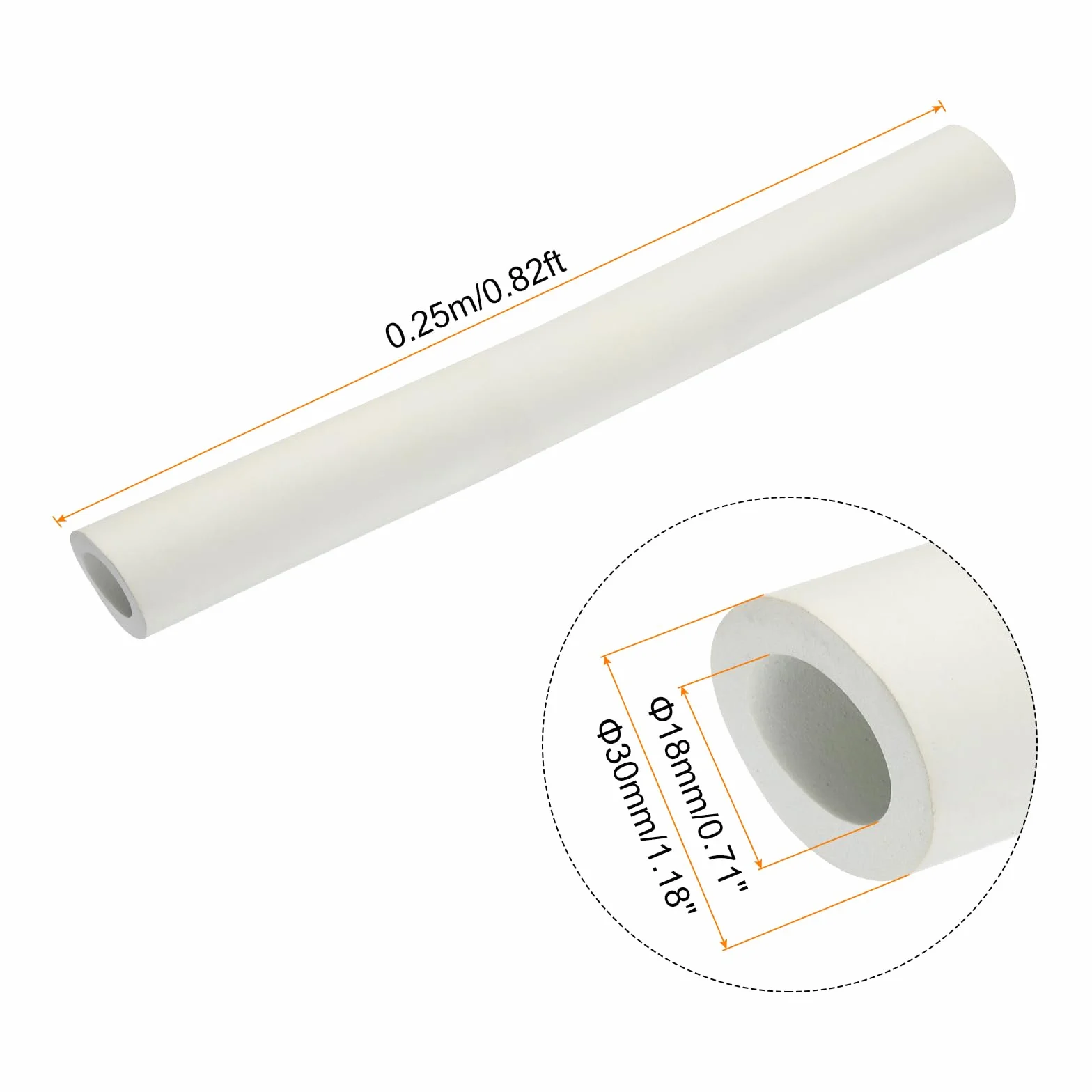 QUARKZMAN 10" rura izolacyjna 18 mm ID 30 mm OD piankowa biała