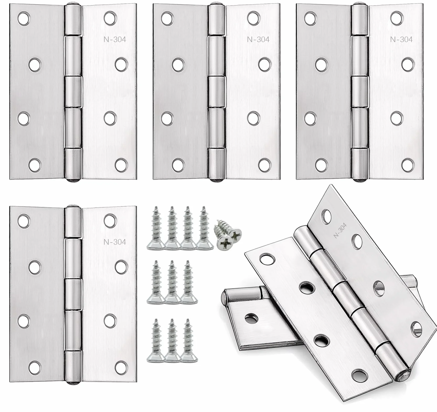 Anstore 4 zawiasy składane, 100 x 70 x 1,3 mm, składane, srebrne, ze stali nierdzewnej, zawiasy 270°, duże obciążenie z 48 śrubami, zawiasy drzwiowe do drzwi, okien i szafek