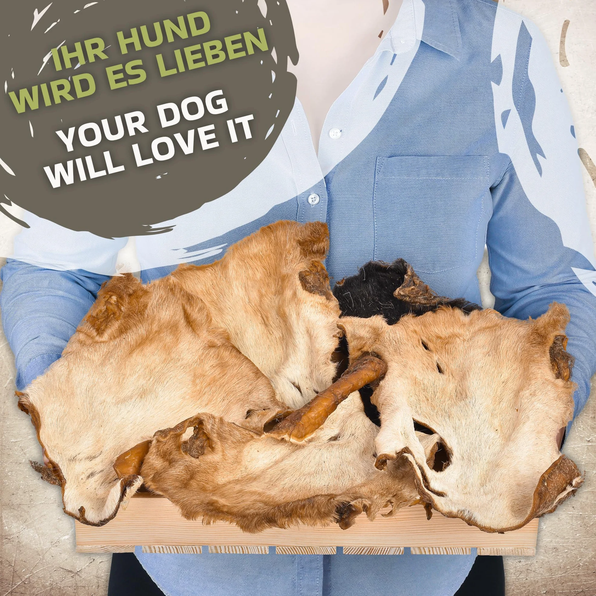 Skóra wołowa z sierścią dla psów 1 kg (ok. 15–20 sztuk) | Suszone gryzaki ze skóry wołowej | 100% naturalne | Z sierścią | Suszone powietrzem | Bez zbóż | Długi czas żucia dla małych i dużych psów