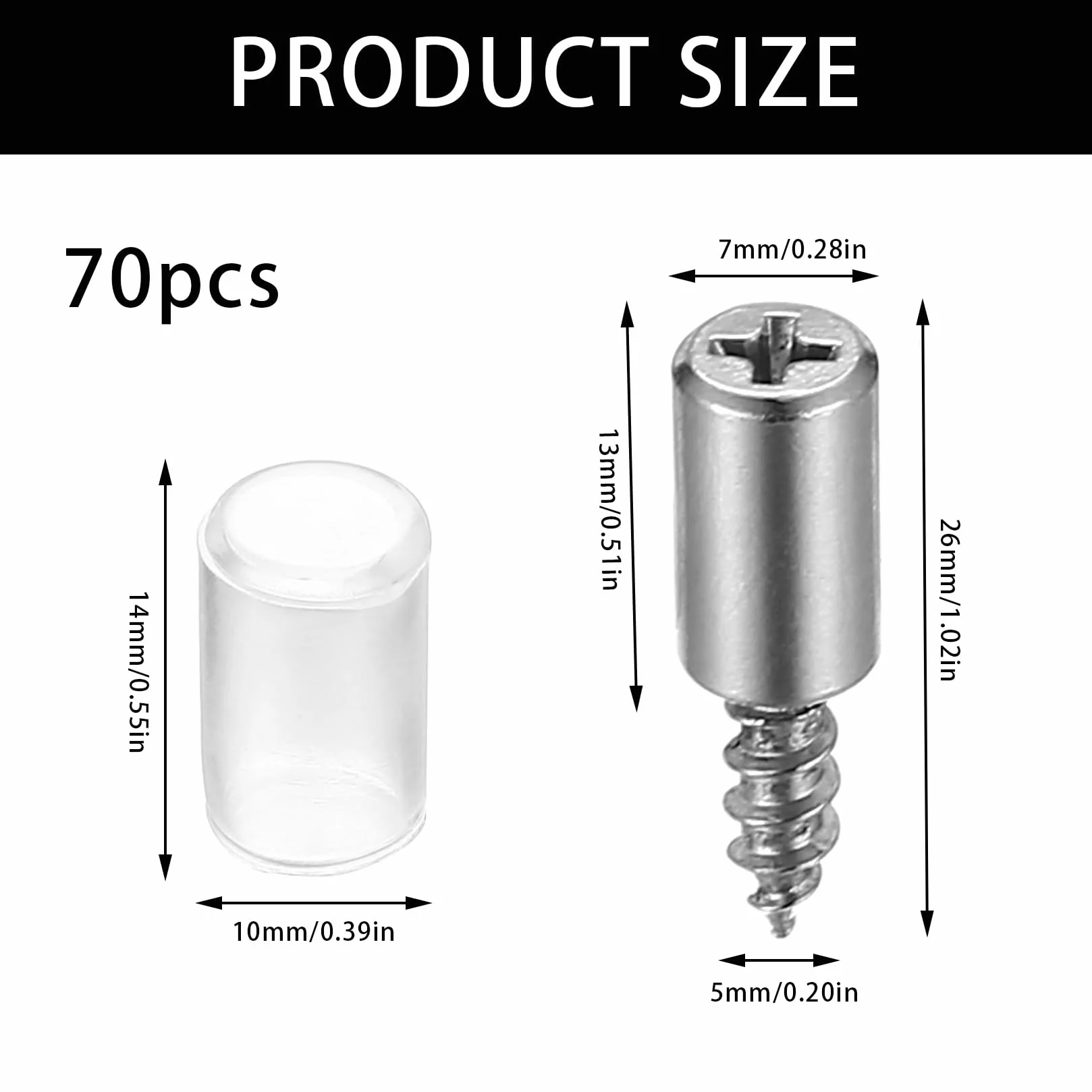 70 sztuk Szczeble Stojaki Półkowe, Stojaki Półkowe Ø7,5 mm, Kołki do Półek Półki Szafki, Szczeble do Półek Szklane Półki, Drewniane Szczeble Wspornik Półki, Osłona antypoślizgowa