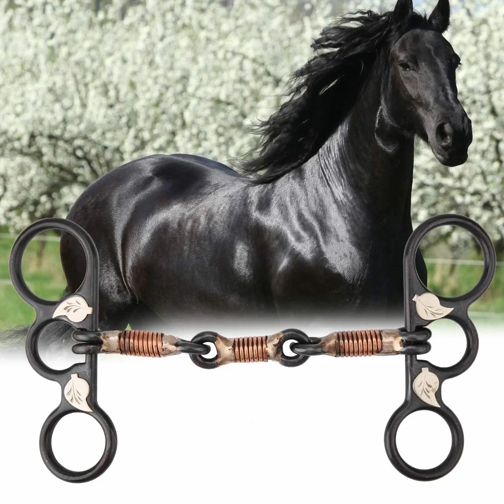 Sheens Western pierścień uniwersalny konia Trense stal szlachetna miedź Roller Jointed Mouth Snaffle Bit drut nawijany usta