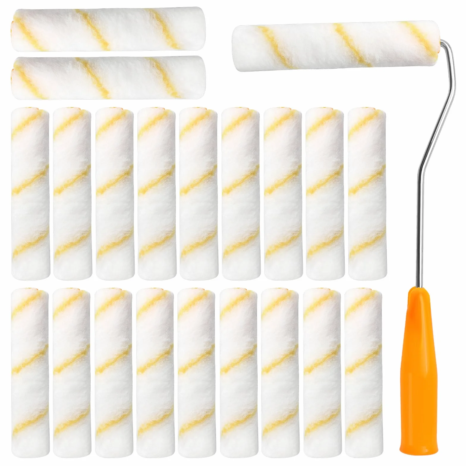 20 sztuk małych wałków malarskich 10 cm z uchwytem, zestaw wałków malarskich do farb ściennych, małe wałki malarskie, profesjonalne wałki malarskie, wałki lakiernicze do lakierów na bazie wody i lekko
