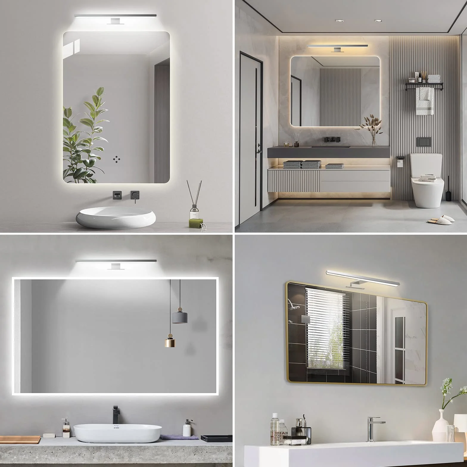 KYOTECH Lampa LED nad lustro łazienkowe, ściemniana, 12 W, 400 mm, 800 lm, z przełącznikiem, klasa wodoszczelności IP44, z pilotem zdalnego sterowania, oświetlenie do makijażu, oświetlenie łazienki,