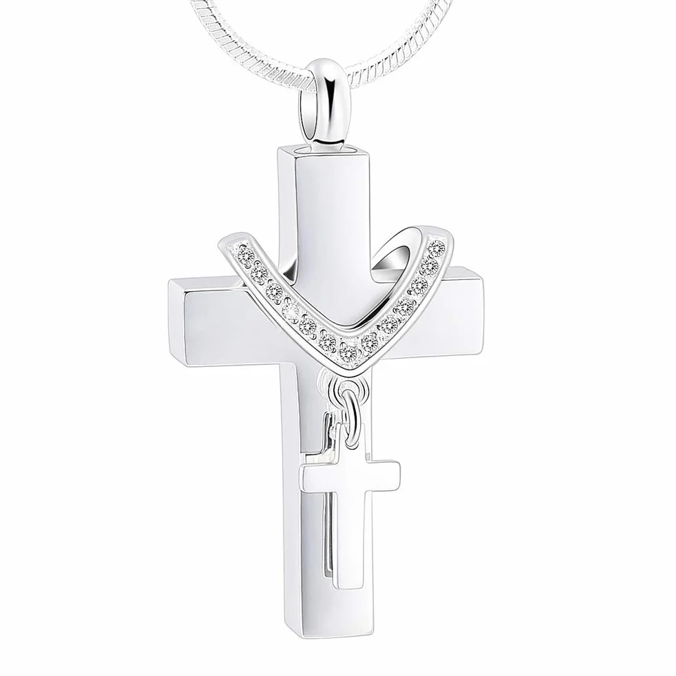 Biżuteria kremacyjna do wisiorka na popiół – krzyż urna naszyjnik z mini keepsake urn memorial biżuteria
