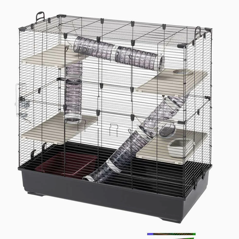 Ferplast Klatka dla fretek SARA XL, klatka dla szynszyli, fretek, klatka dla małych zwierząt, 4 piętra, z tunelami, platformami i akcesoriami, 99,5 x 53 x wys. 108 cm, z drzwiami i uchwytem