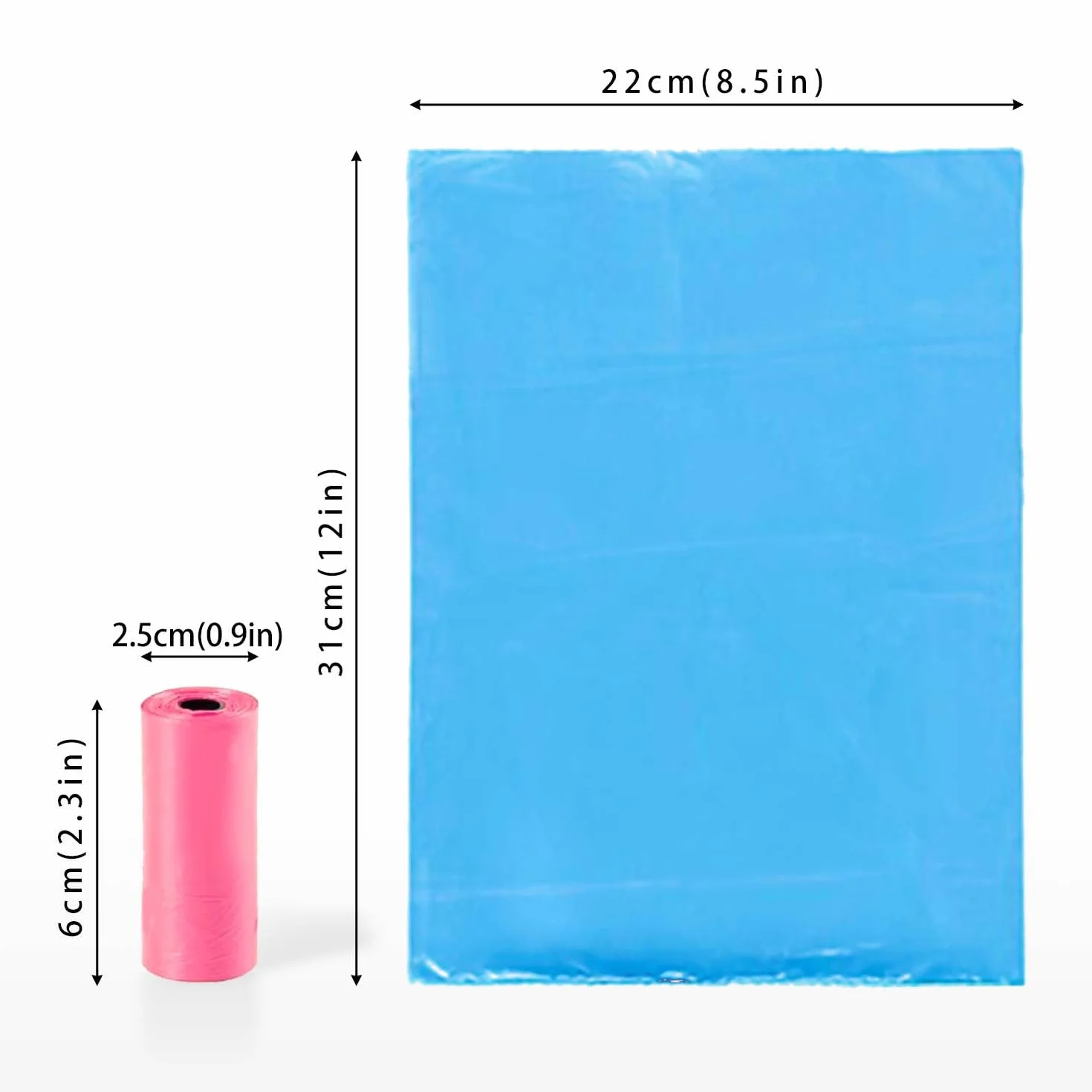 AiTodos® 600 Szt,Worki na Psie Odchody,5 Kolorów, Torba na Psie Odchody - 31 * 22 CM,Materiał Polietylenowy, Przenośny - Czarny,Niebieski,Zielony,żółty,Różowy (40 Rolek, 15 na Rolkę),Worki na Odchody