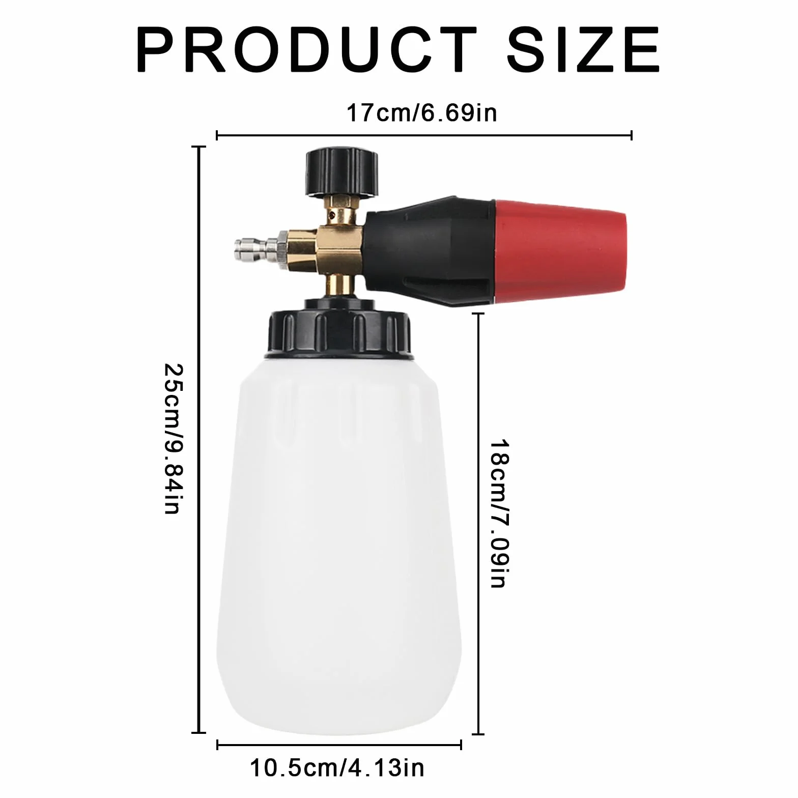 XTDMJ Pistolet z pianki śnieżnej, 1000 ml, opryskiwacz z pianki śnieżnej, wytrzymała lanca z pianki do samochodu, szeroka szyja, regulowana, gruba pianka do myjki ciśnieniowej z szybkozłączką 1/4 cala