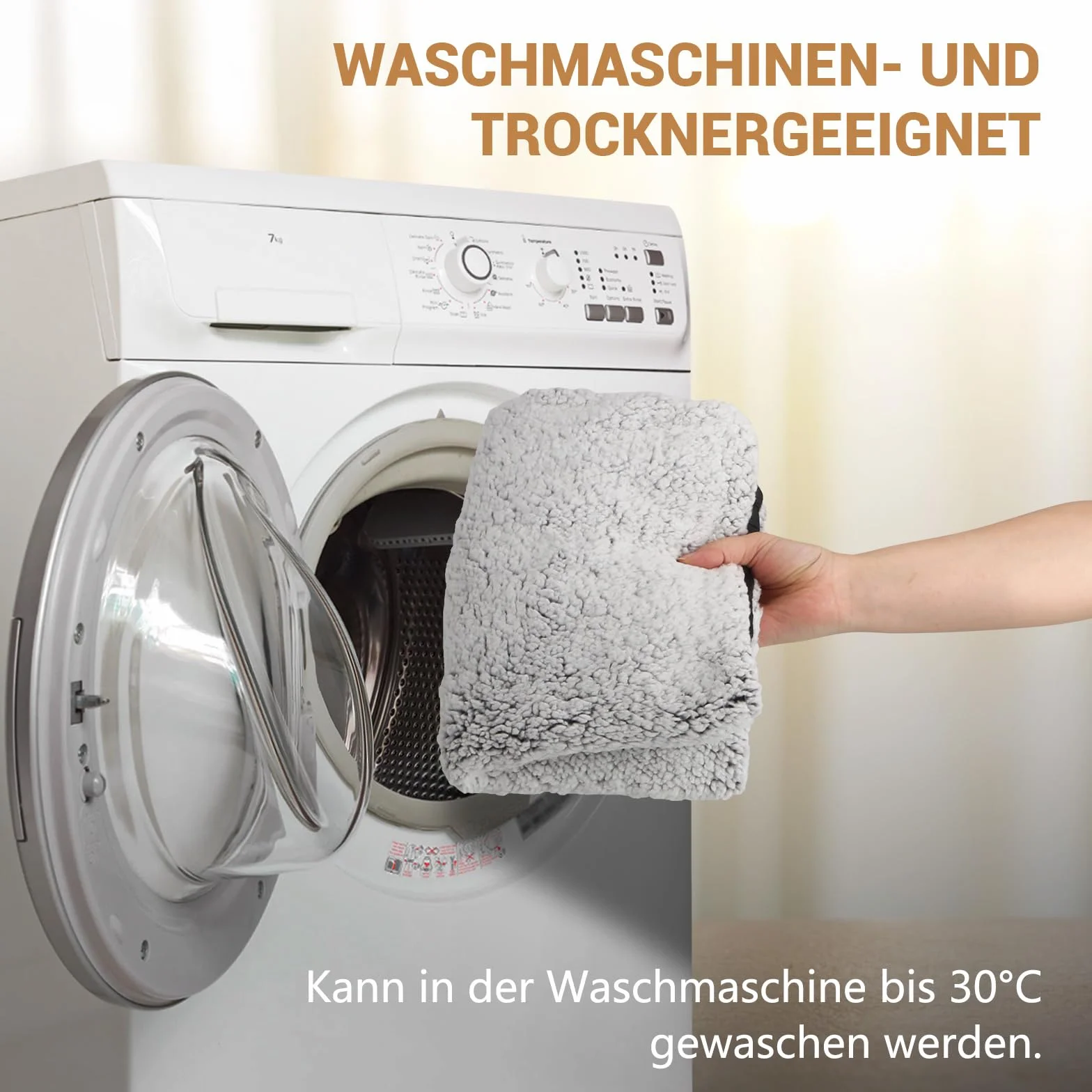 MOCOBO Samogrzewczy koc dla psów i kotów, 60 x 40 cm – koc termiczny nadaje się do prania, antypoślizgowy spód, kremowy