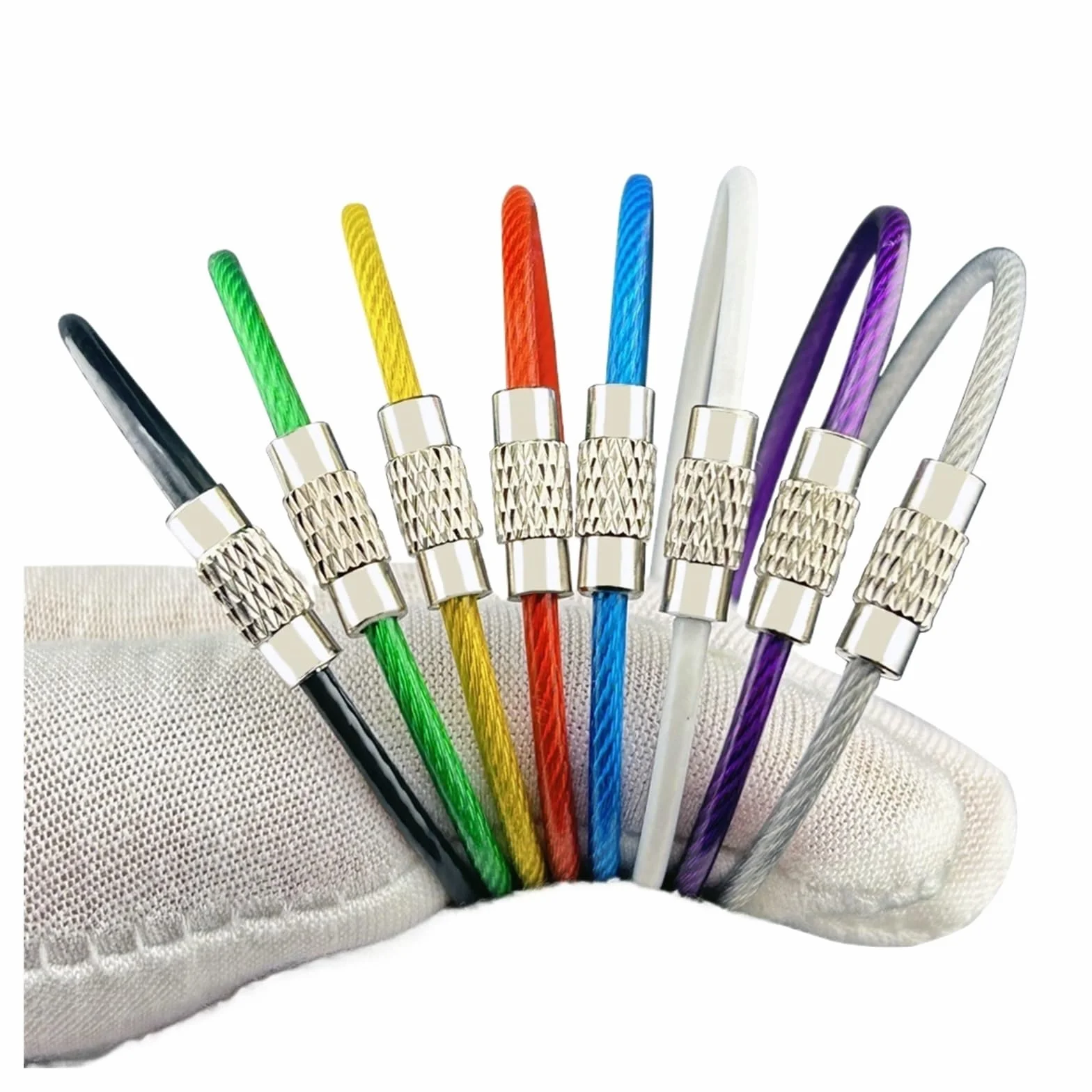 Idomin 5-50PCS 2mm PVC Coating Wire Keychain 15cm Cable Loop Assorted Colored Keychain Keyring Luggage Tags Rope Tool Accessories(Mixed color,10pcs)