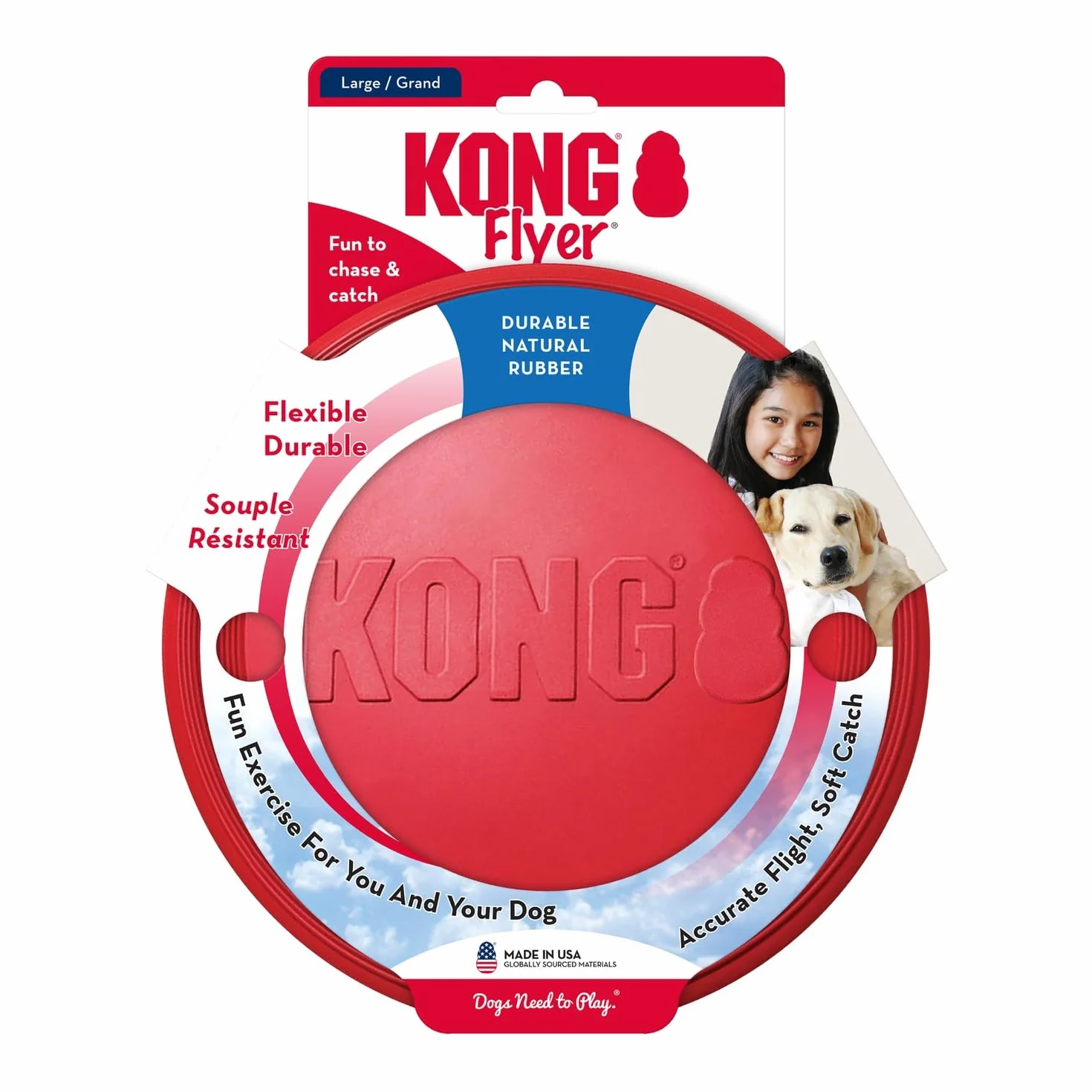 KONG ulotka – wytrzymała frisbee dla psów z naturalnego kauczuku – dla dużych psów