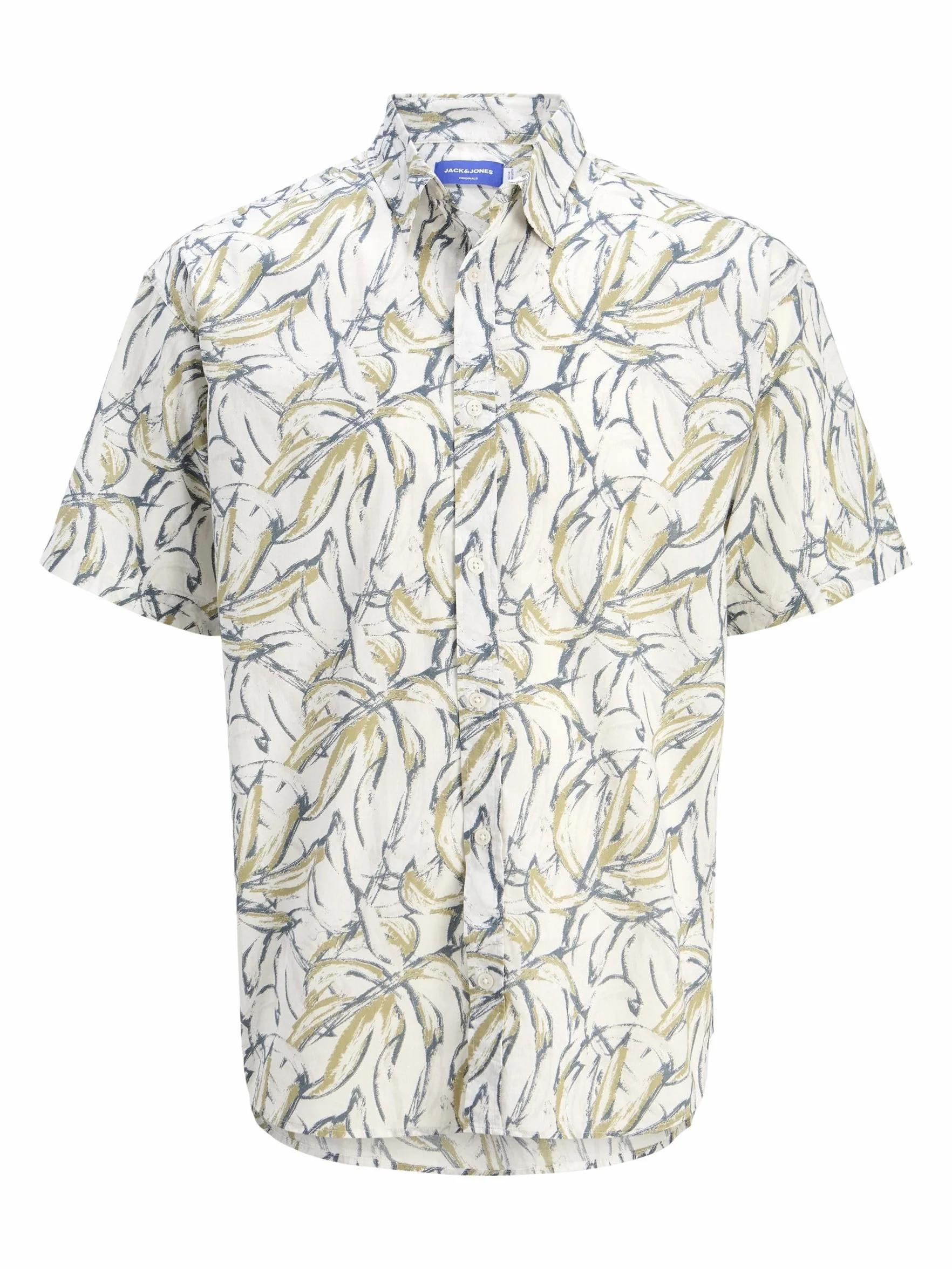 JACK & JONES Jorjoshua Split Aop Shirt Ss męska, Cloud Dancer, M