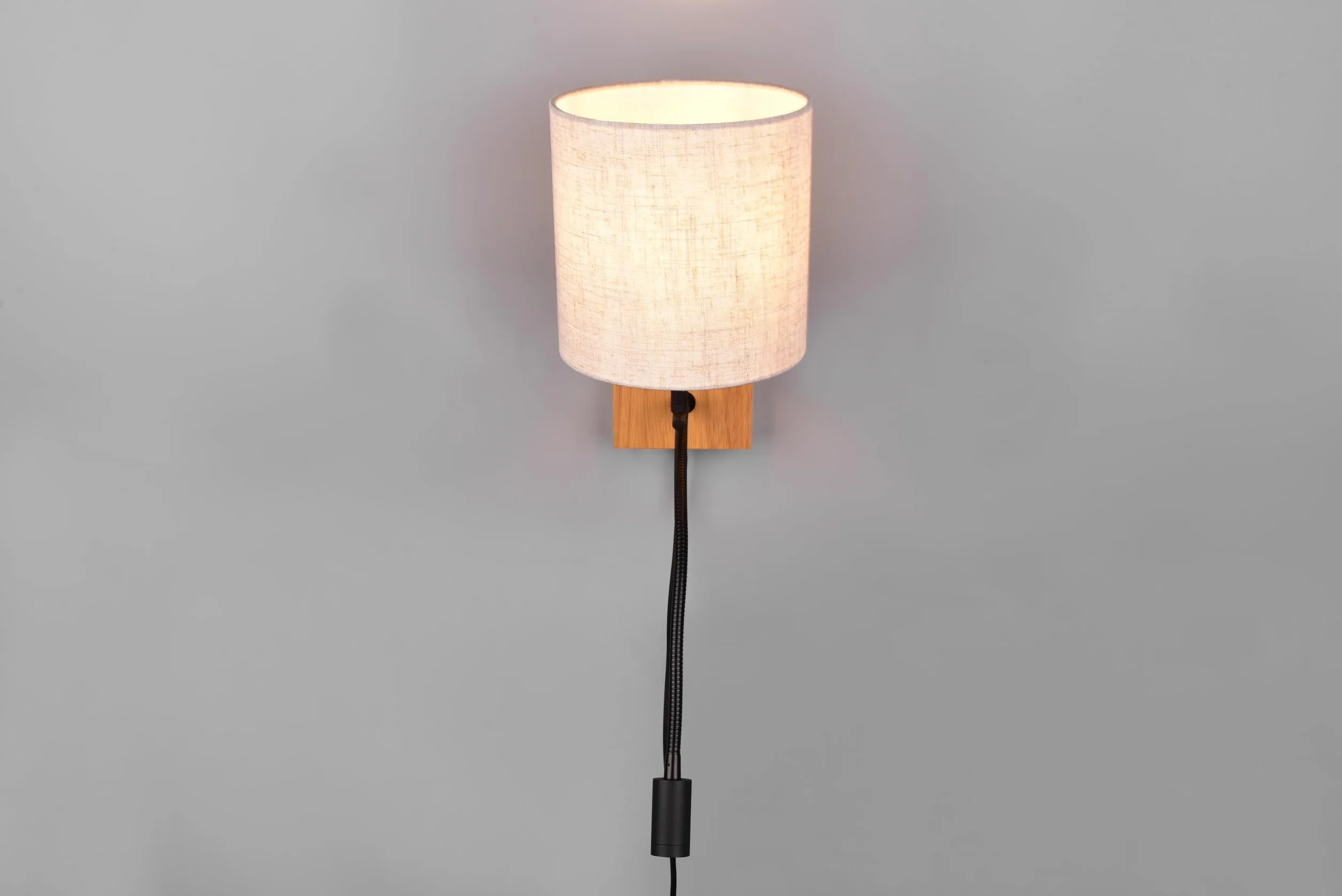Trio Leuchten Kinkiet NILAM 212879236, naturalne drewno, abażur, bez 1x E27, ramię z diodą LED 3,1 W, Flex Connect