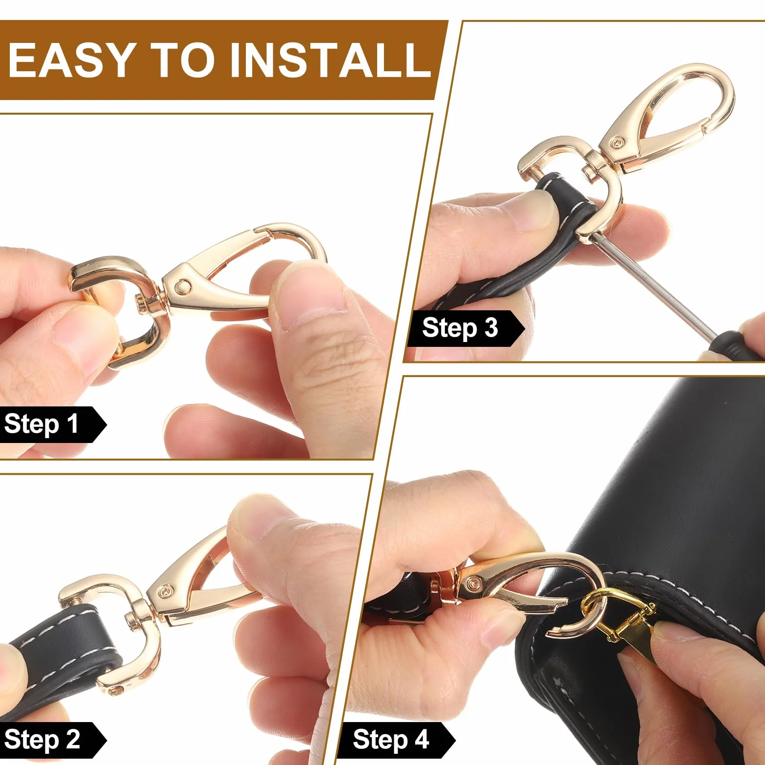 QUARKZMAN 2 sztuki 32 mm D-ring zdejmowany karabińczyk obrotowy z klamrą przesuwną zamknięciem homara do paska torby, breloczka do kluczy, torby, rękodzieła DIY (jasne złoto)