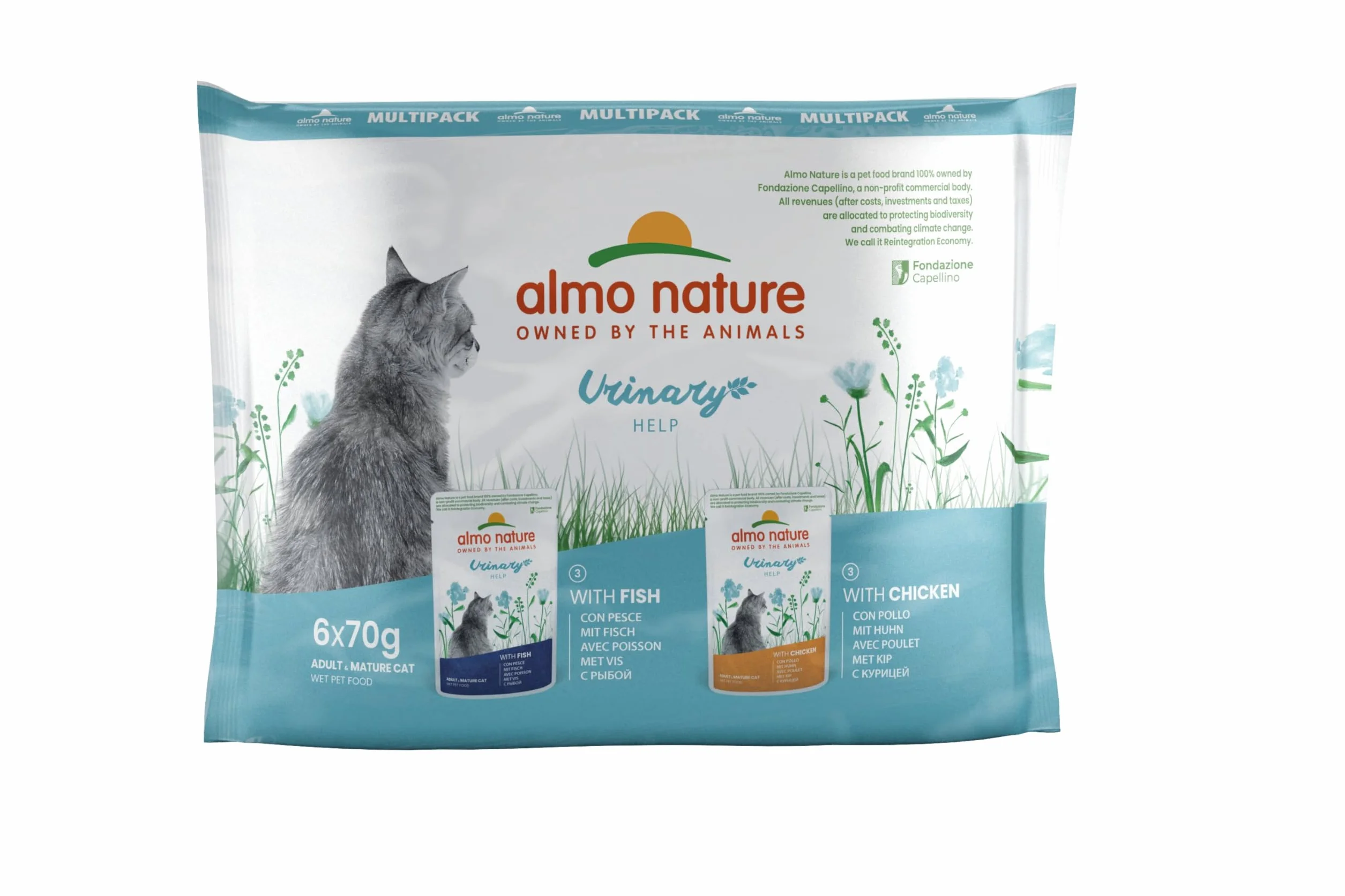 Almo Nature Urrinary Help Karma dla Kotów, Ryba/Kurczak, 6 x 70 g