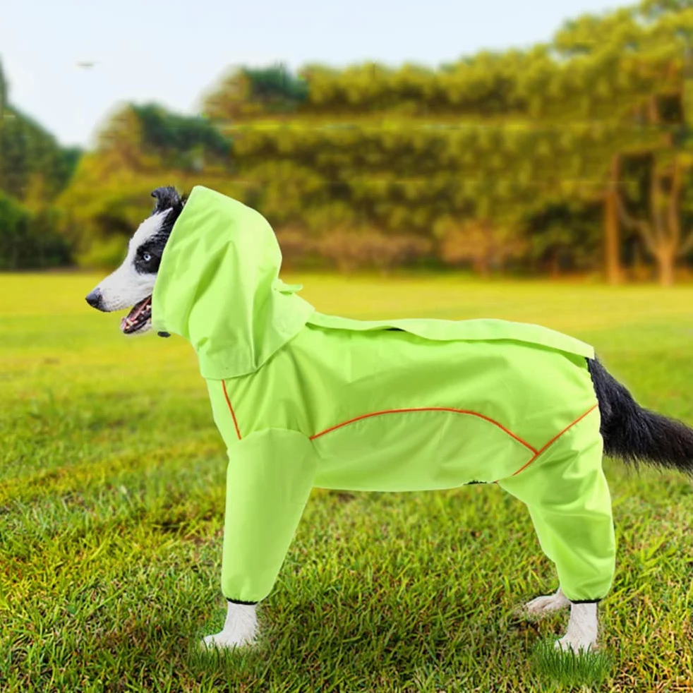Płaszcz przeciwdeszczowy dla psów, Wodoodporne ubrania dla psów Duży płaszcz przeciwdeszczowy psa Pug Buldog francuski Wodoodporny All-Inclusive Pet Supplies(Orange,L)