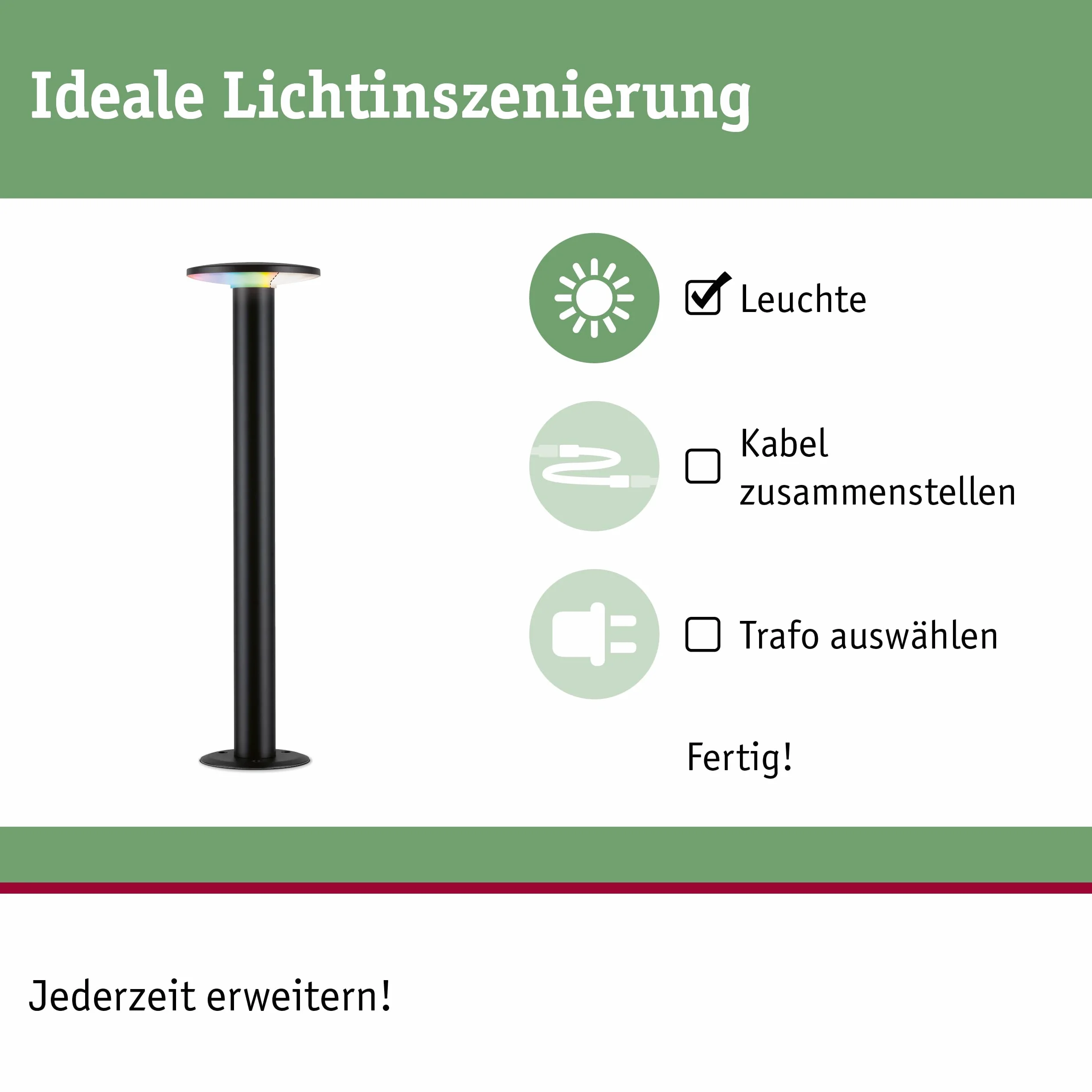 Paulmann 94756 LED oprawa zewnętrzna, oprawa słupkowa Smart Home Zigbee Plate przyjazna owadom IP44 600mm RGBW+ 200lm 230V ściemn. antracyt metal