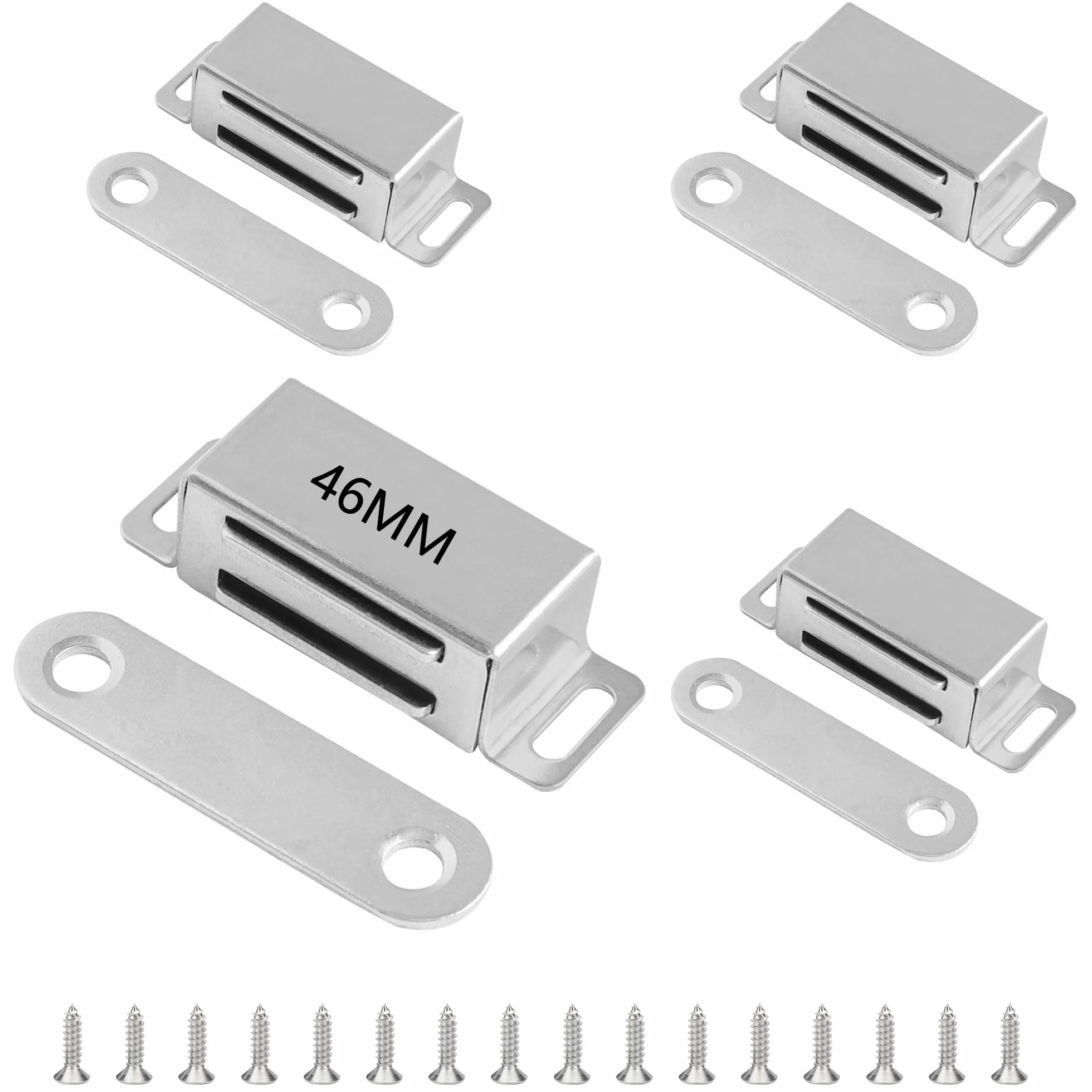 4 szt. Magnesy do szafek 46mm ze stali nierdzewnej, mocne uchwyty magnetyczne o ciągu 12KG do szafek, szafki kuchennej, szafy, garderoby, szafy, szufladki, zatrzaski do drzwi i szufladki