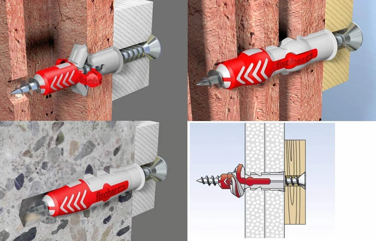 fischer FixTainer DuoPower ze śrubą, pudełko na kołki z 210 śrubami i kołkami DuoPower (60 szt. 6 x 30, 30 szt. 8 x 40, 15 szt. 10 x 50), uniwersalny zestaw do mocowania