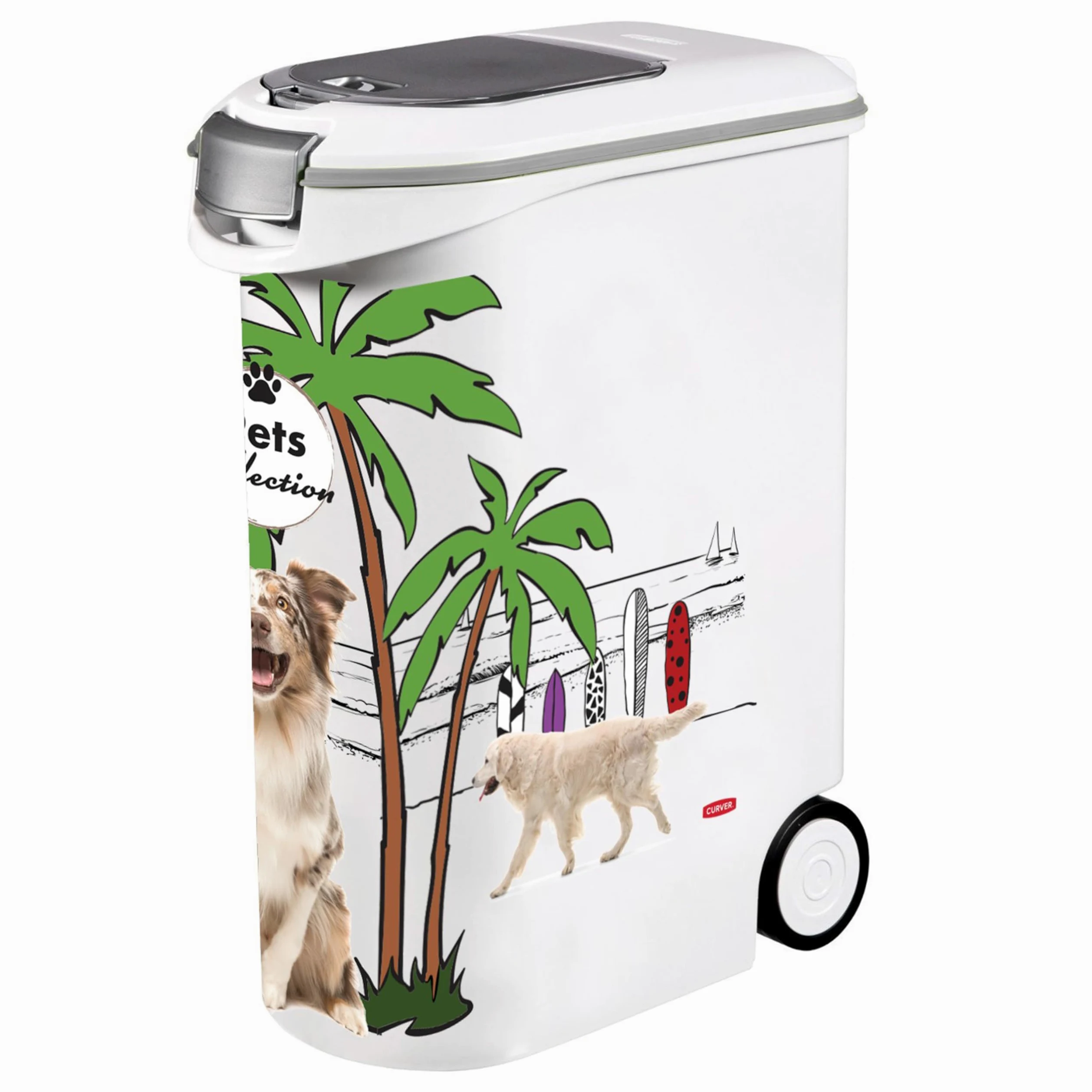 Curver Pojemnik na karmę dla psa 20 kg 54 l szczelny na kółkach 28 x 49 x 61 cm